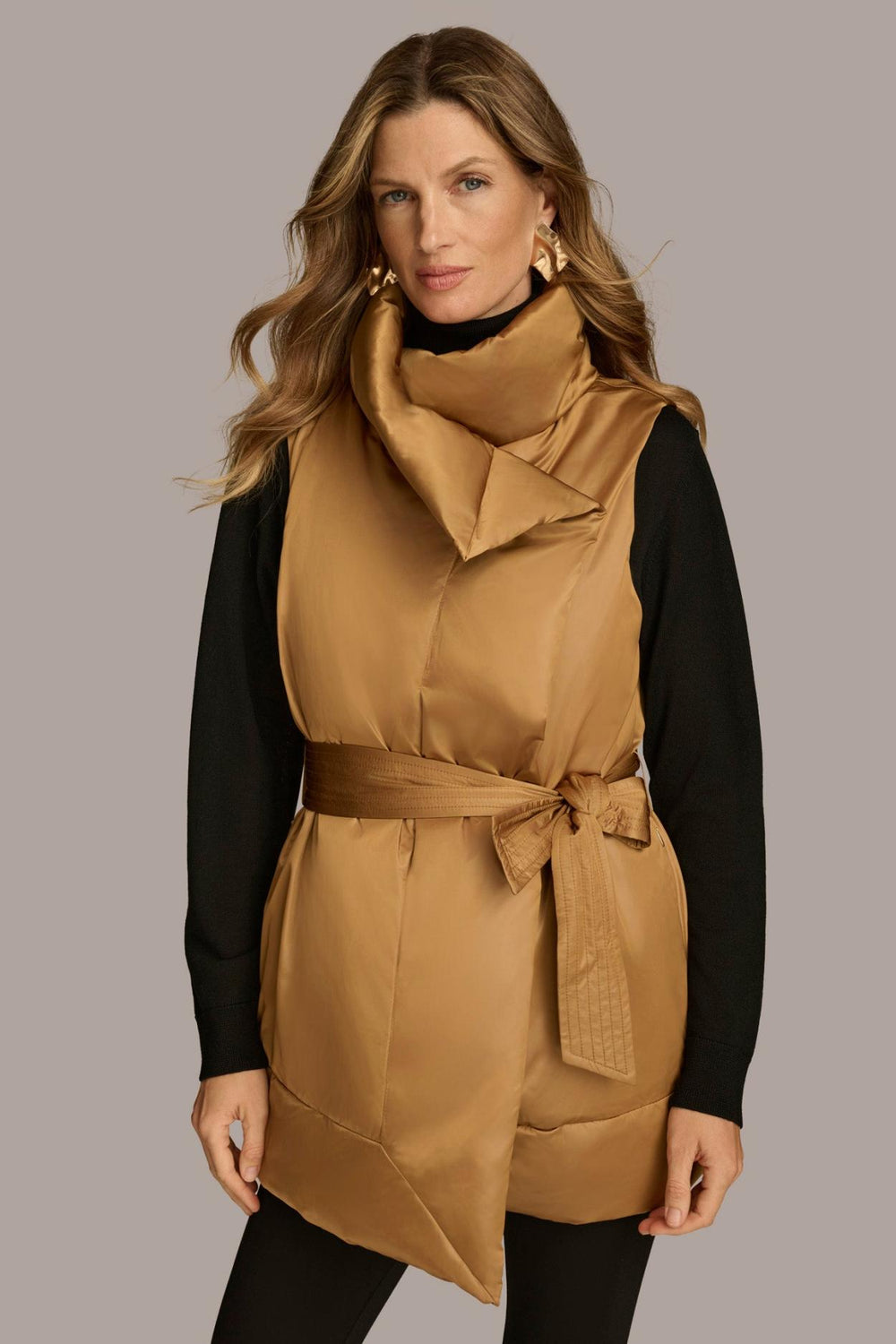 Donna Karan Coats And Jackets | Women LONG BELTED PUFFR VEST Antique Gold