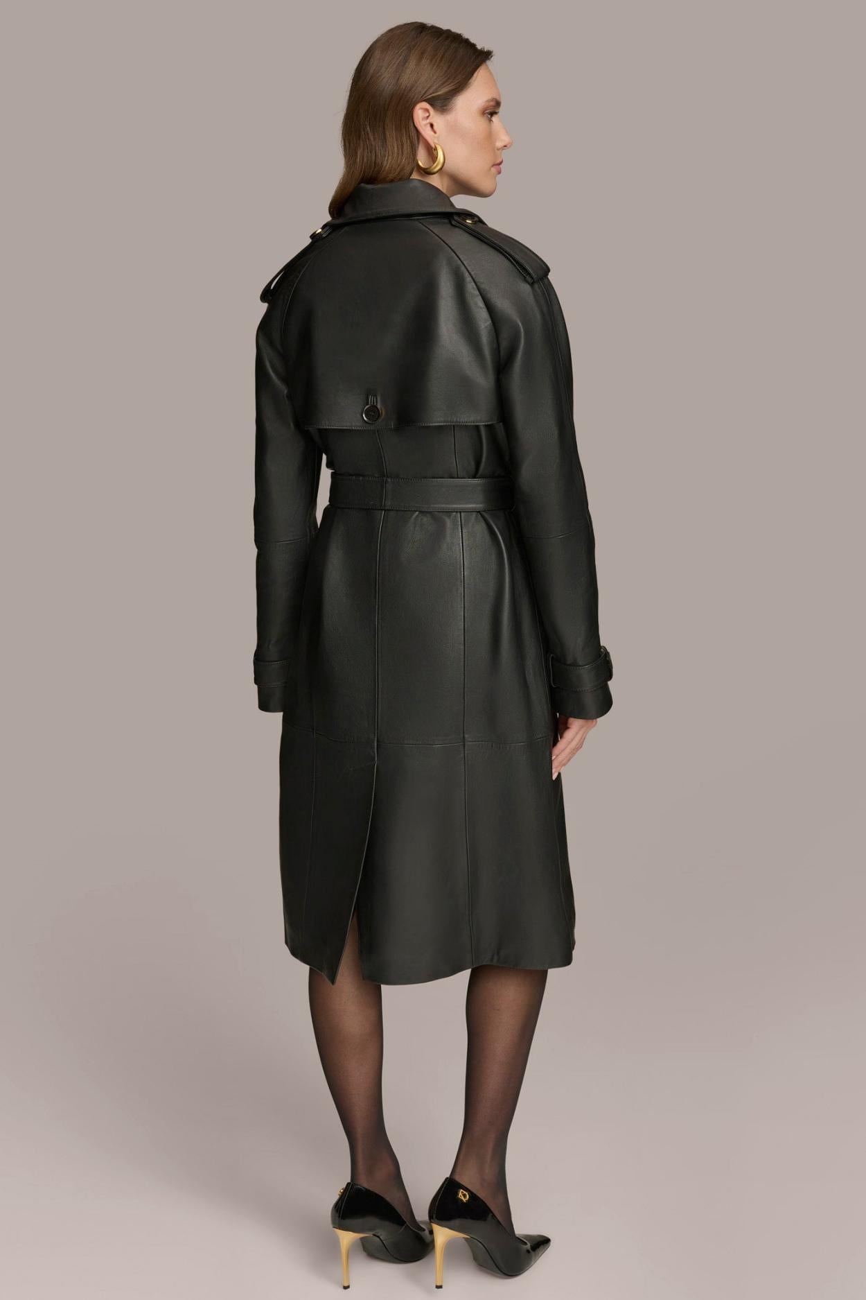 Donna Karan Coats And Jackets | Women LONG LEATHER COAT Black