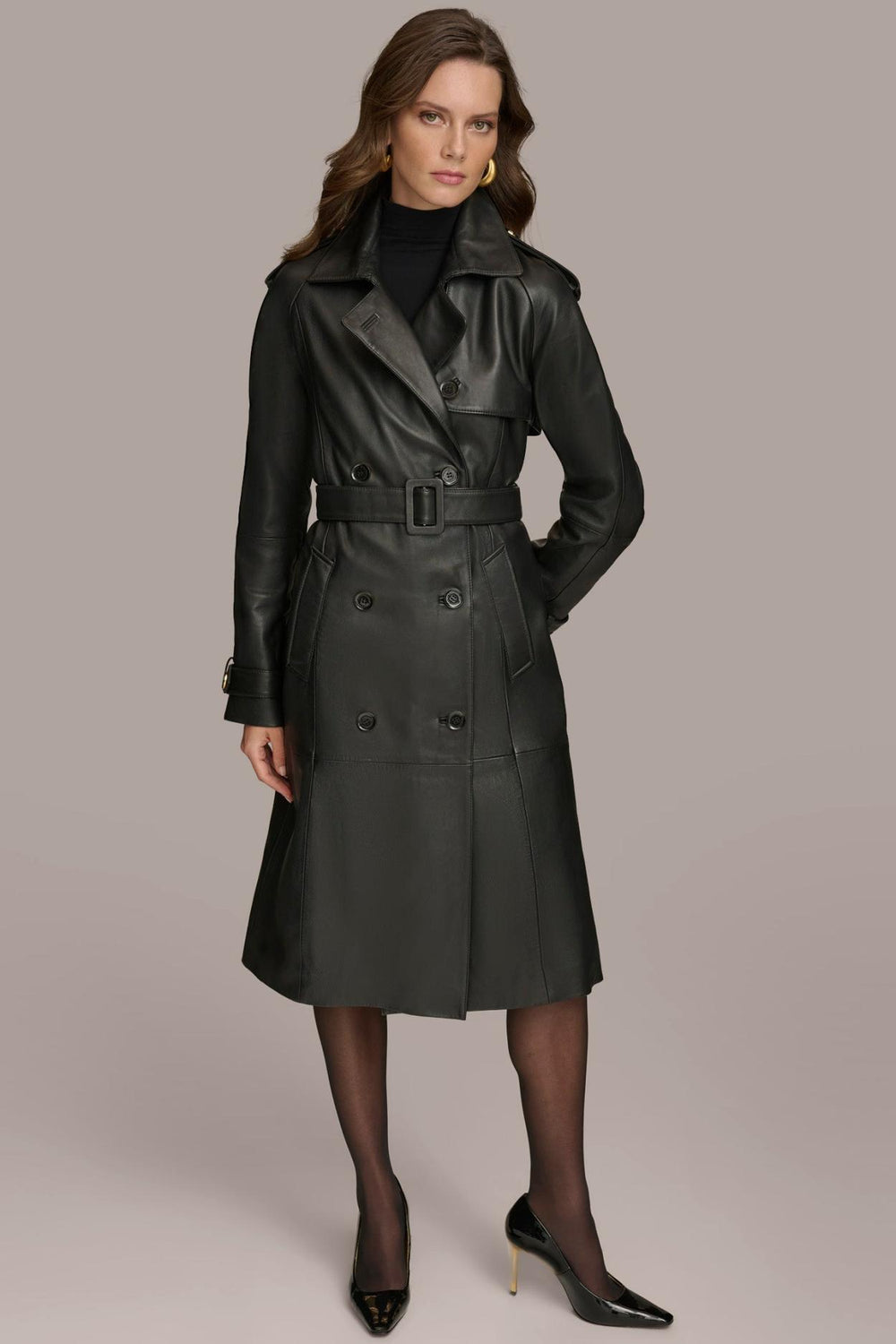 Donna Karan Coats And Jackets | Women LONG LEATHER COAT Black