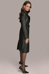 Donna Karan Coats And Jackets | Women LONG LEATHER COAT Black