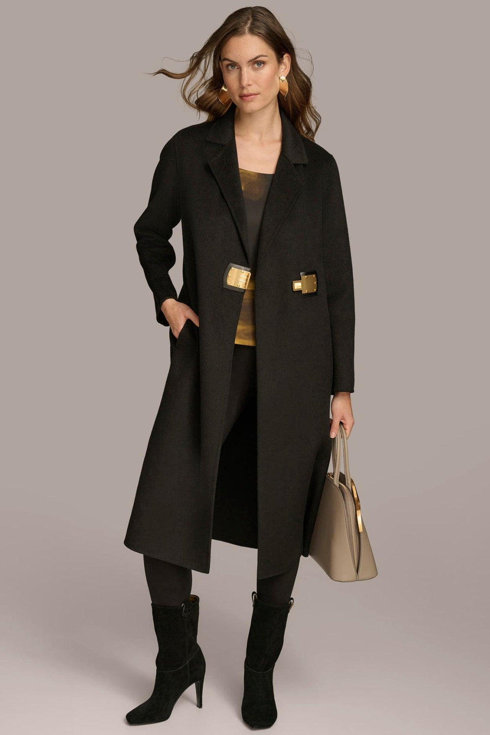 Donna Karan Coats And Jackets | Women TAILORED COAT WITH BRUSHED HARDWARE DETAIL Black
