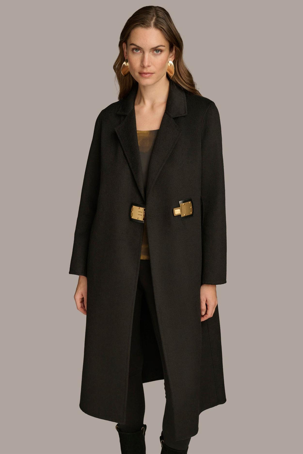 Donna Karan Coats And Jackets | Women TAILORED COAT WITH BRUSHED HARDWARE DETAIL Black