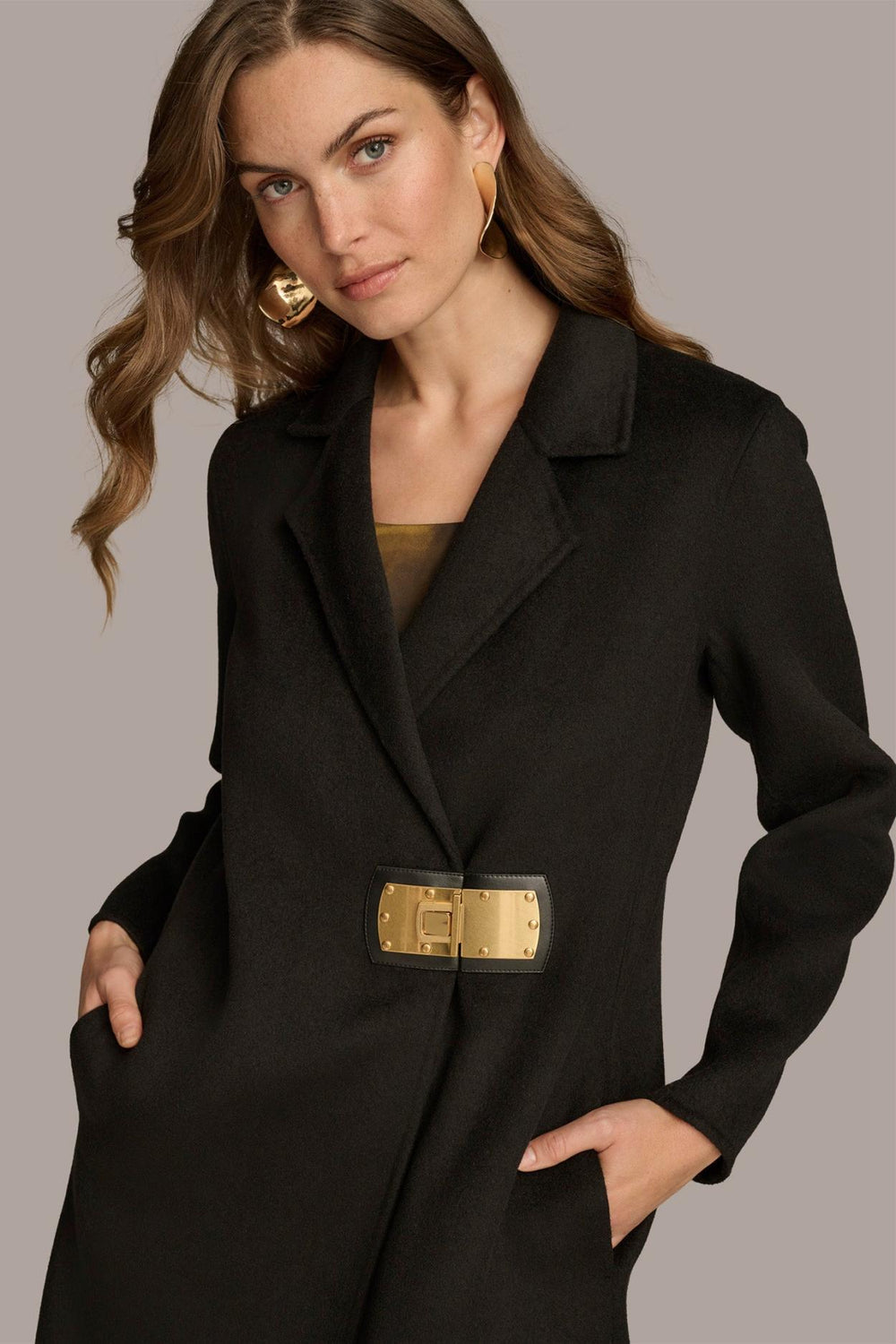Donna Karan Coats And Jackets | Women TAILORED COAT WITH BRUSHED HARDWARE DETAIL Black