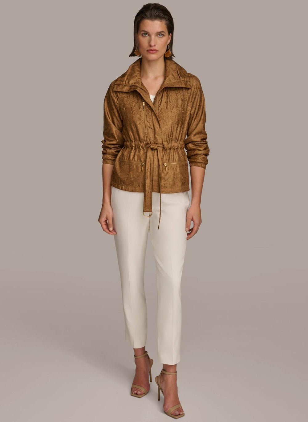 Donna Karan Coats And Jackets | Women TEXTURE BELTED WRAP JACKET Bronze
