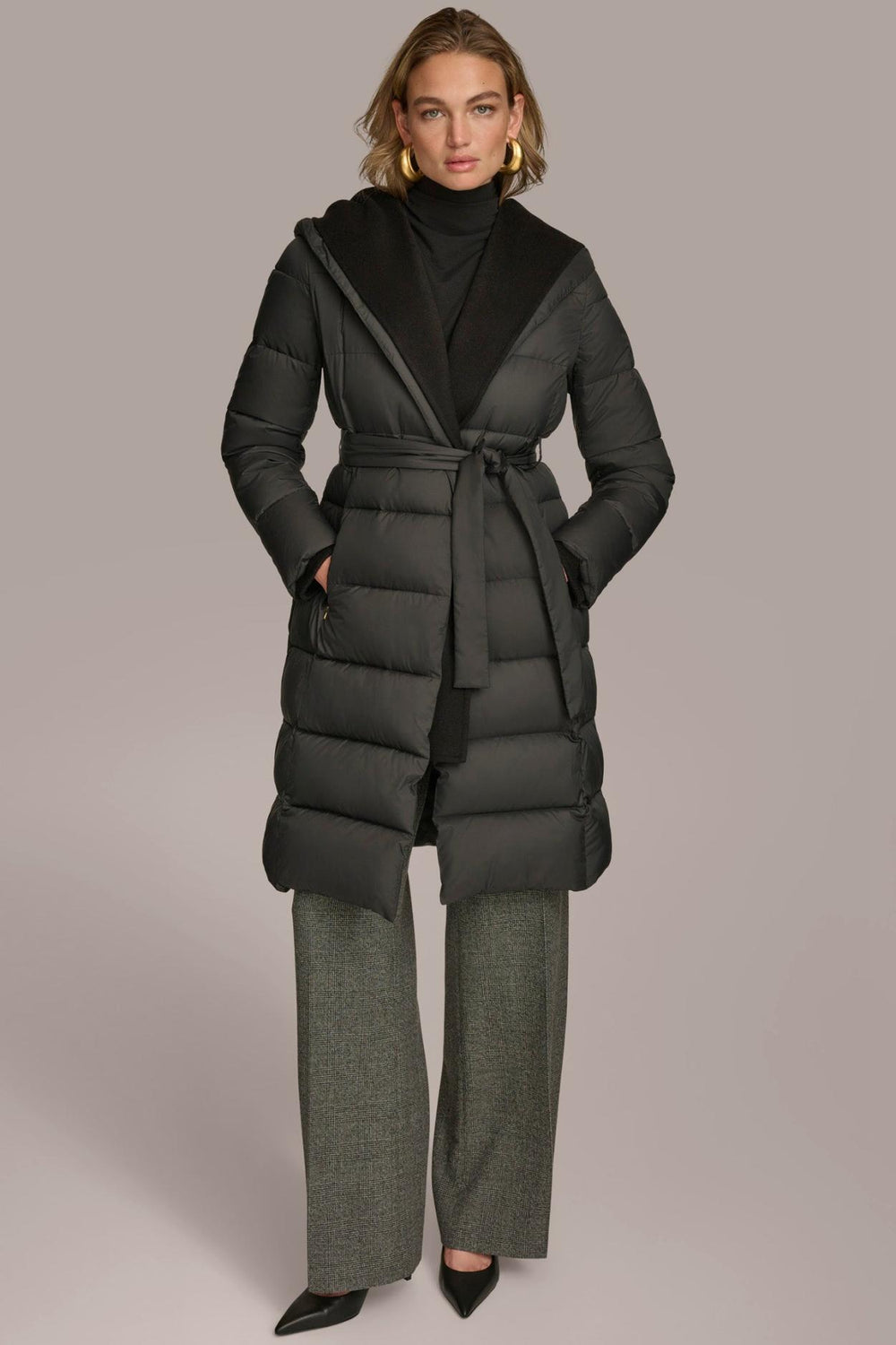 Donna Karan Coats And Jackets | Women TIE WAIST PUFFER Black