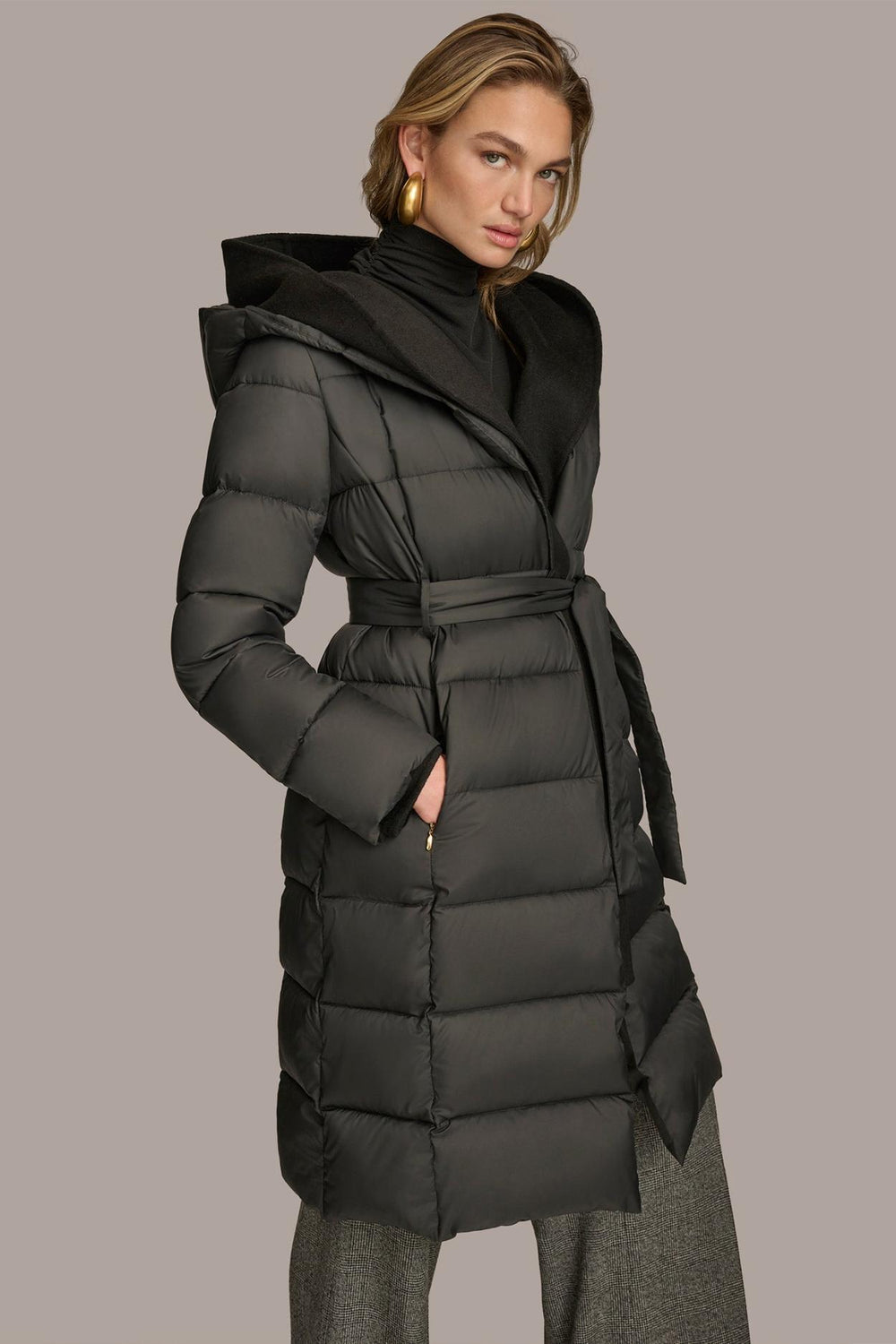 Donna Karan Coats And Jackets | Women TIE WAIST PUFFER Black
