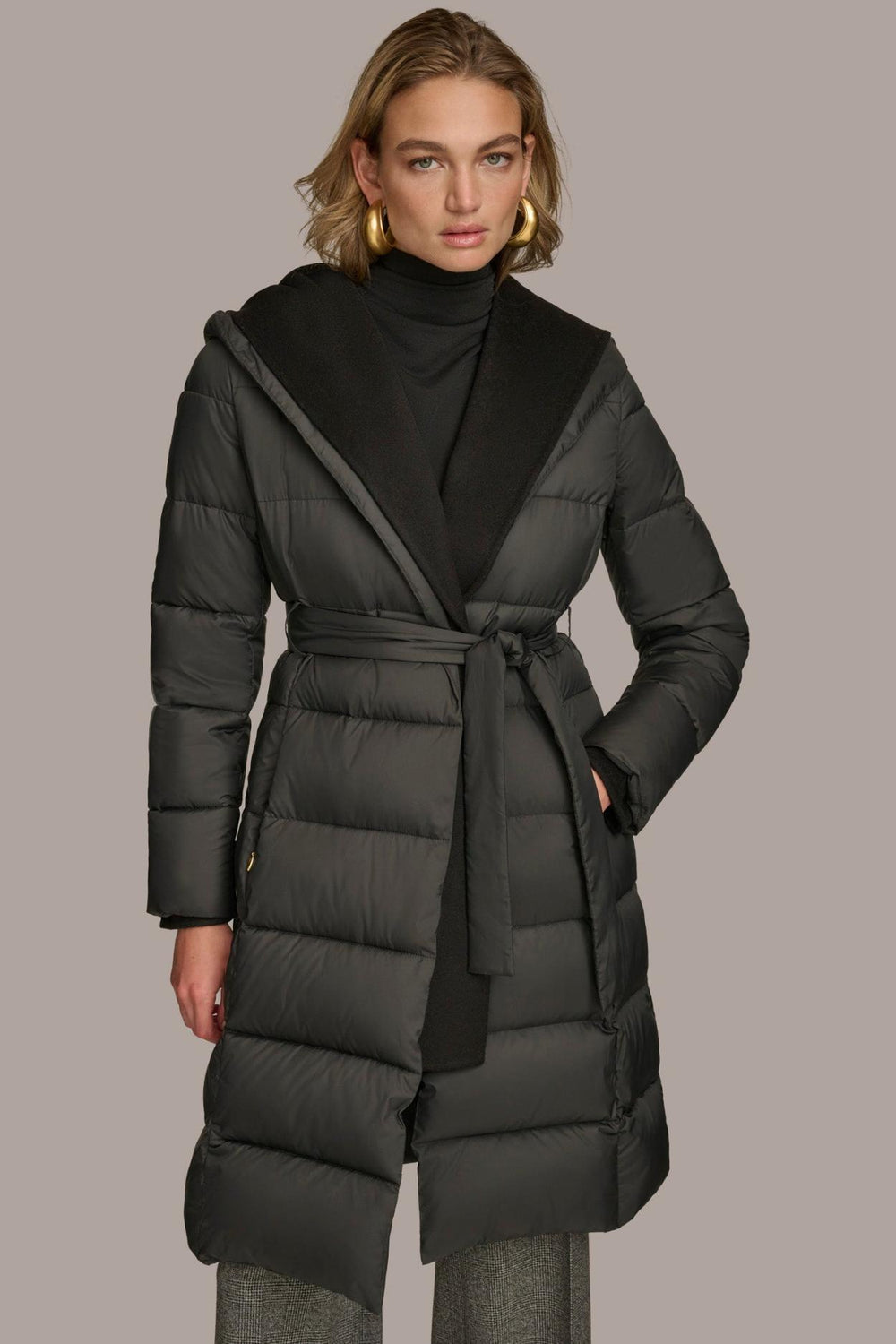 Donna Karan Coats And Jackets | Women TIE WAIST PUFFER Black