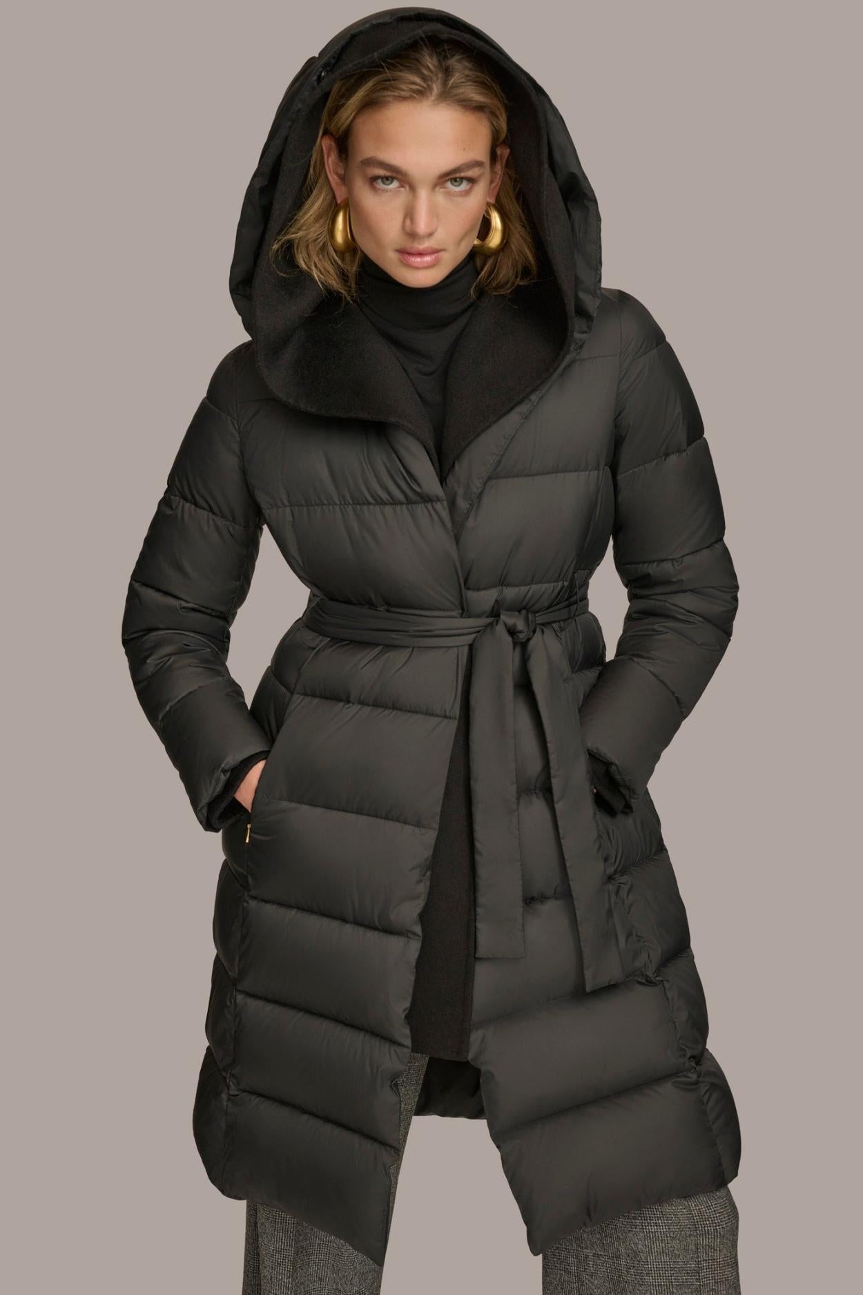 Donna Karan Coats And Jackets | Women TIE WAIST PUFFER Black
