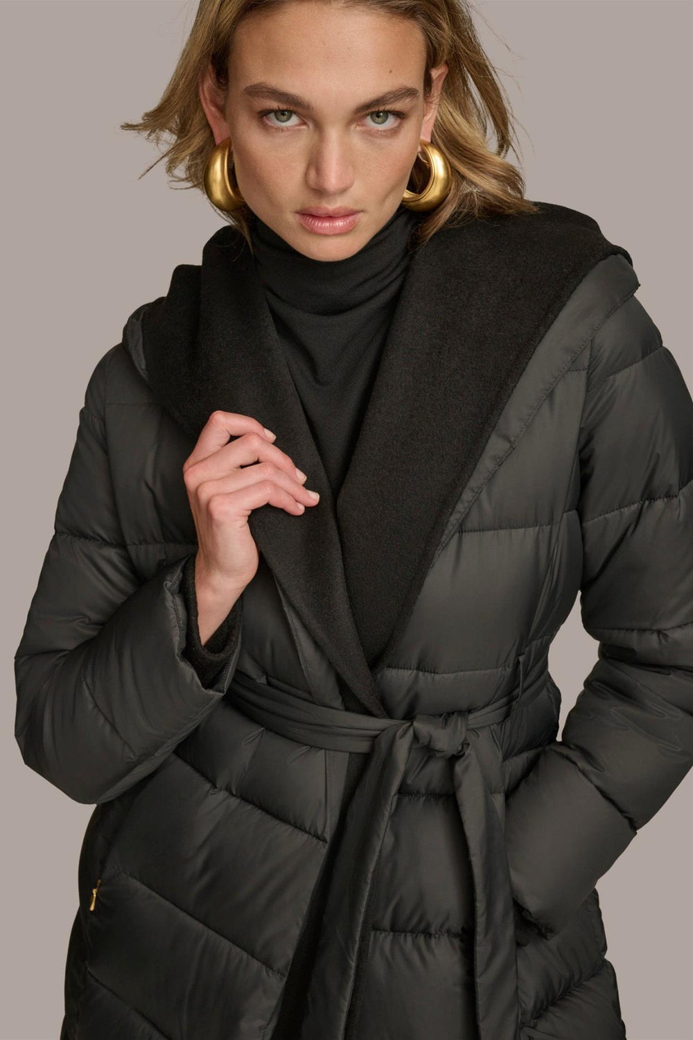 Donna Karan Coats And Jackets | Women TIE WAIST PUFFER Black