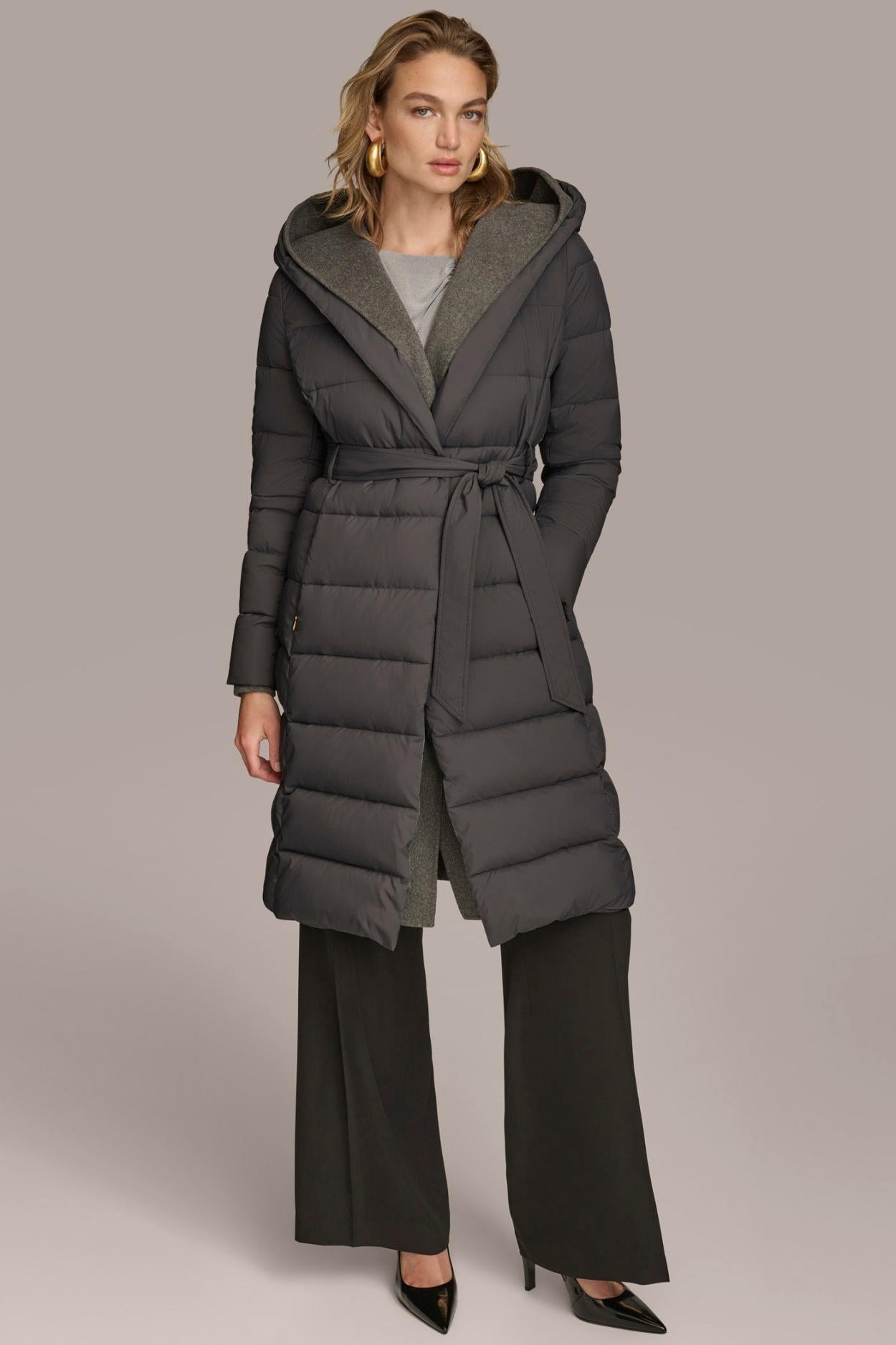 Donna Karan Coats And Jackets | Women TIE WAIST PUFFER Grey