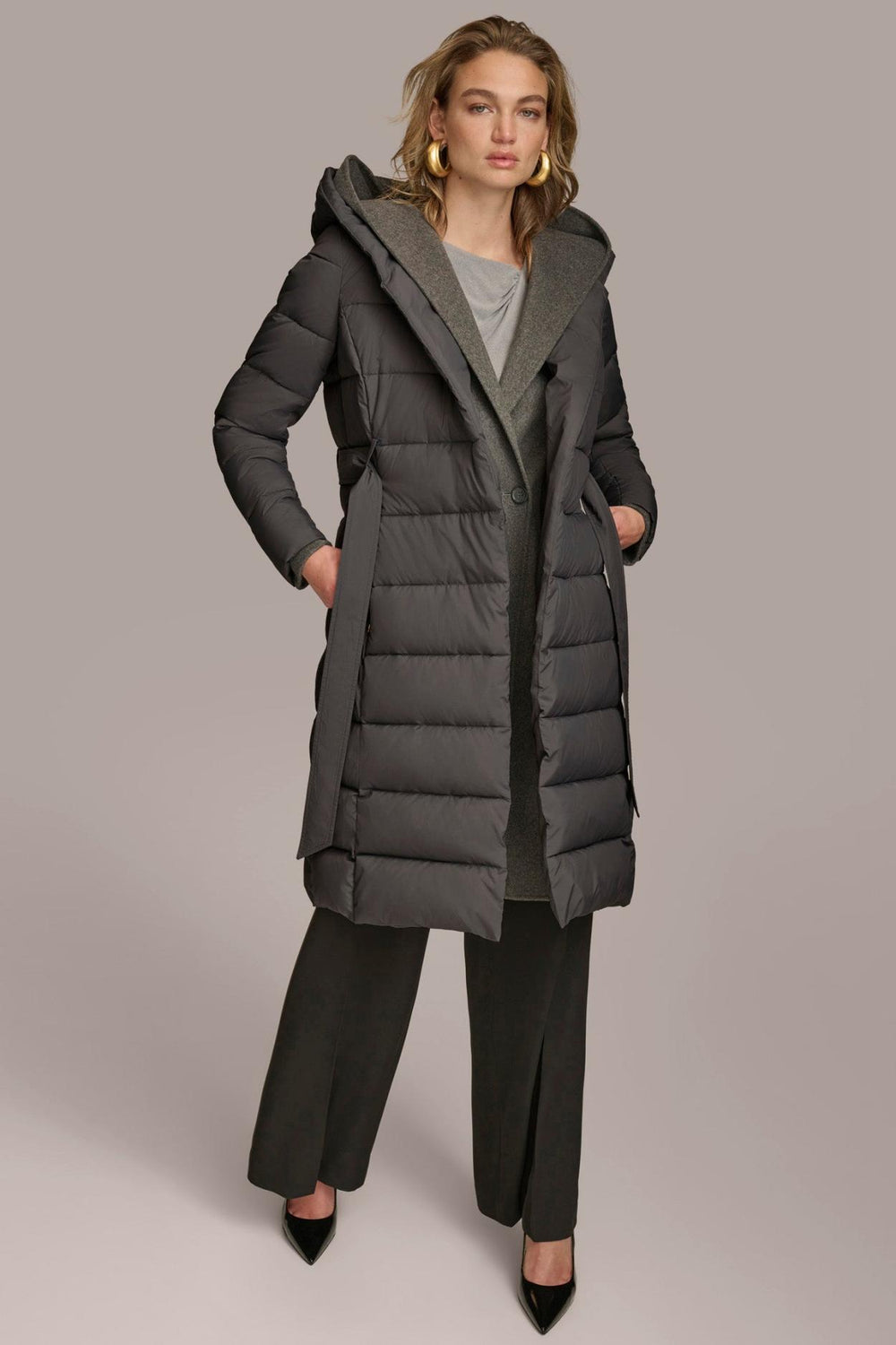 Donna Karan Coats And Jackets | Women TIE WAIST PUFFER Grey