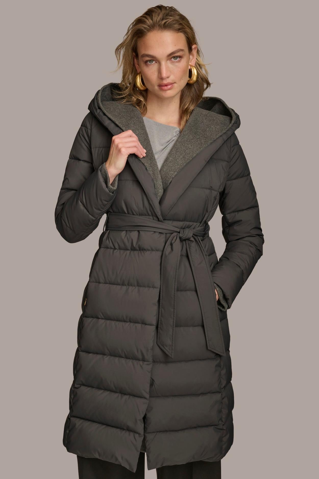 Donna Karan Coats And Jackets | Women TIE WAIST PUFFER Grey