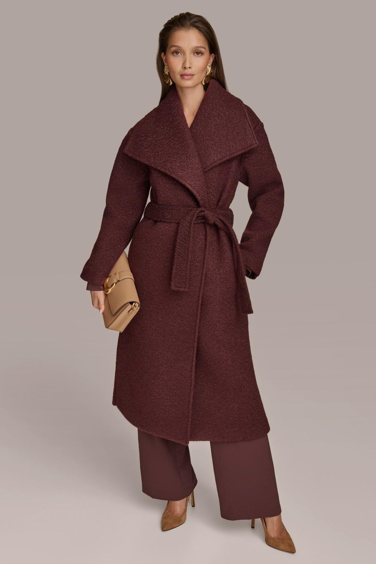 Donna Karan Coats And Jackets | Women WIDE COLLAR &amp; SELF BELT COAT Brandywine