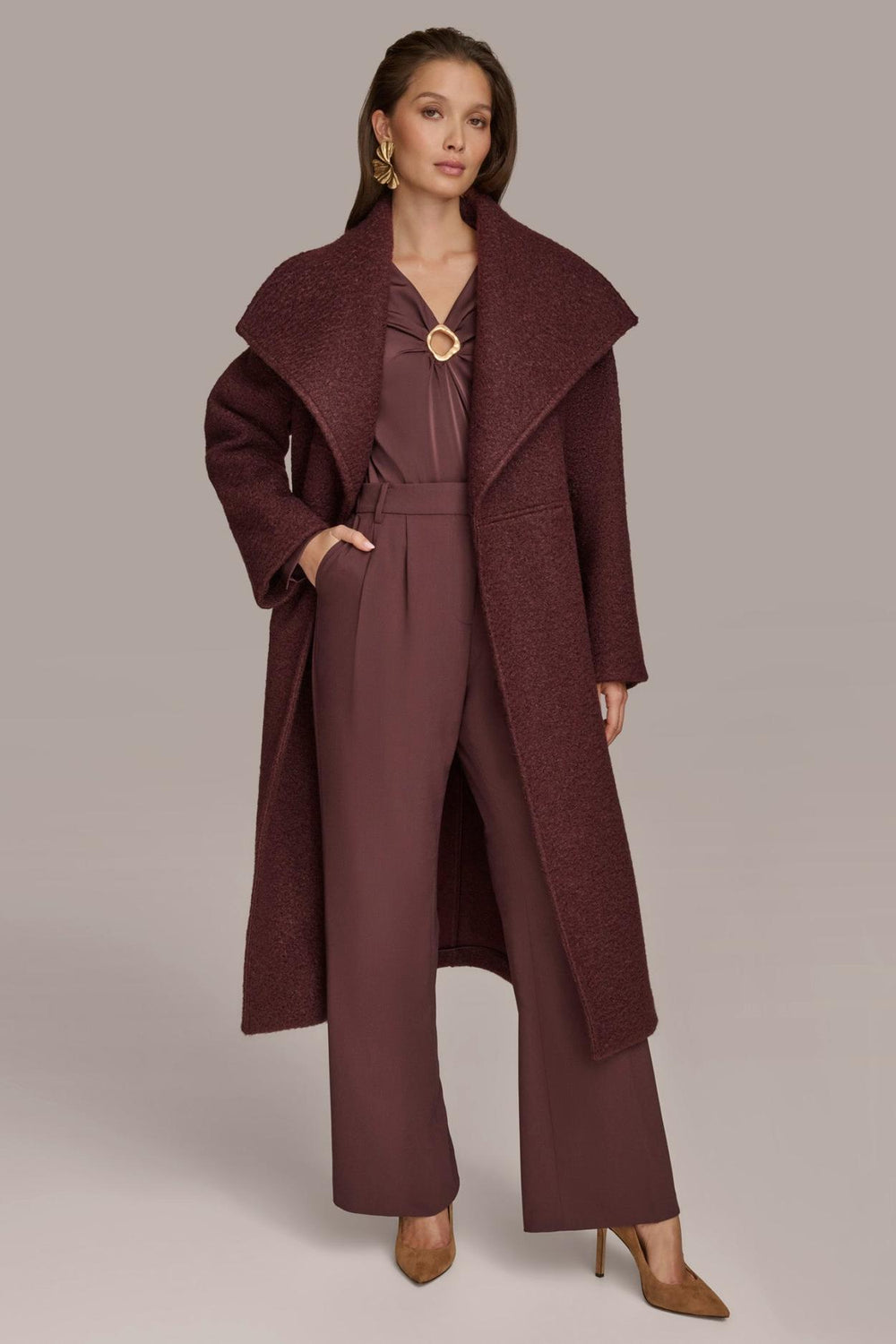 Donna Karan Coats And Jackets | Women WIDE COLLAR &amp; SELF BELT COAT Brandywine
