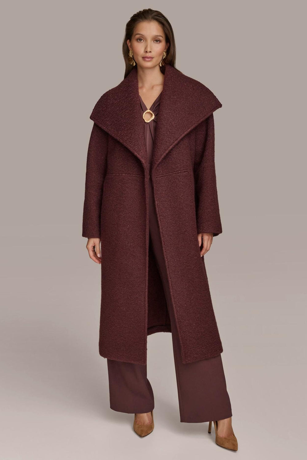 Donna Karan Coats And Jackets | Women WIDE COLLAR &amp; SELF BELT COAT Brandywine