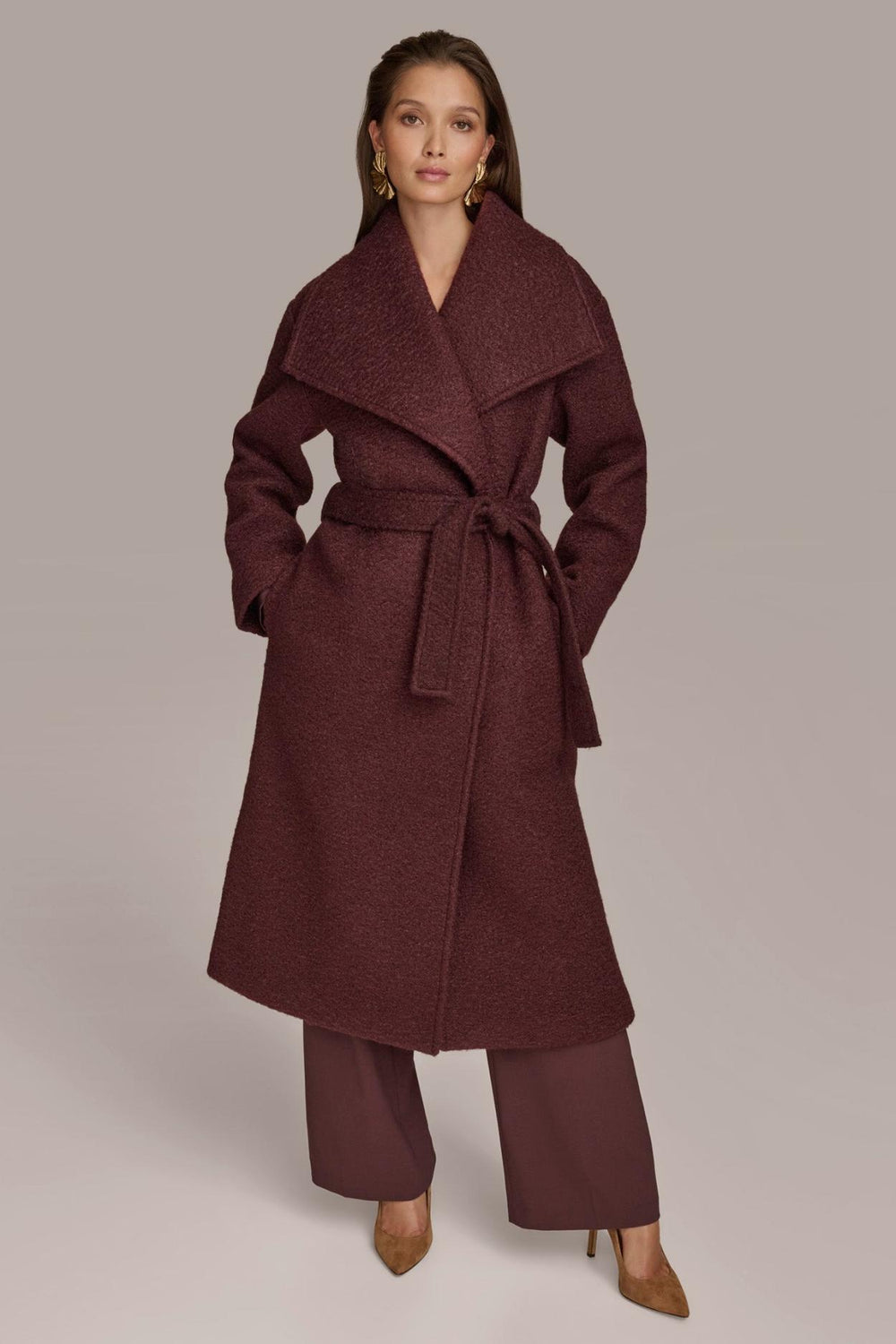 Donna Karan Coats And Jackets | Women WIDE COLLAR &amp; SELF BELT COAT Brandywine