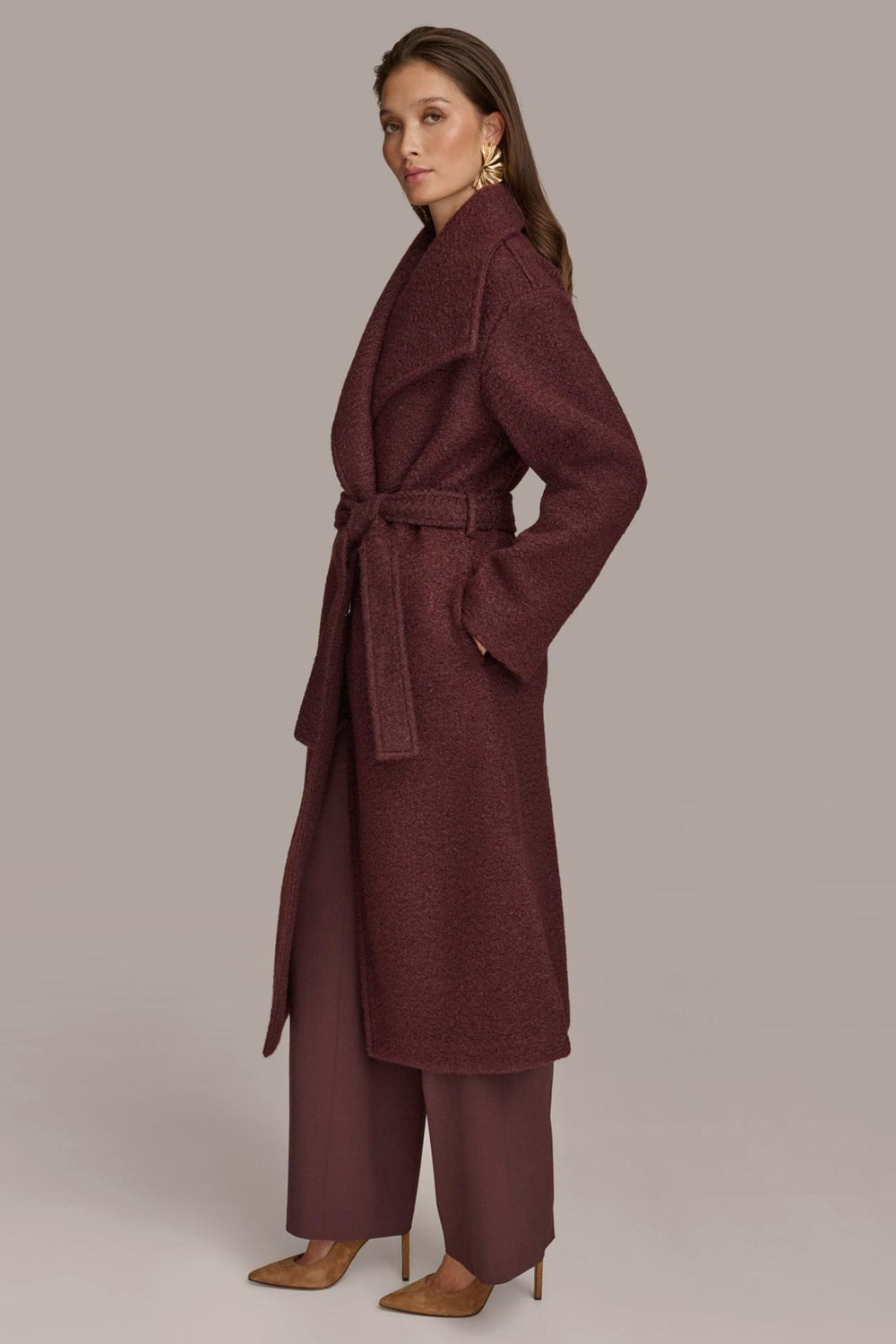 Donna Karan Coats And Jackets | Women WIDE COLLAR &amp; SELF BELT COAT Brandywine