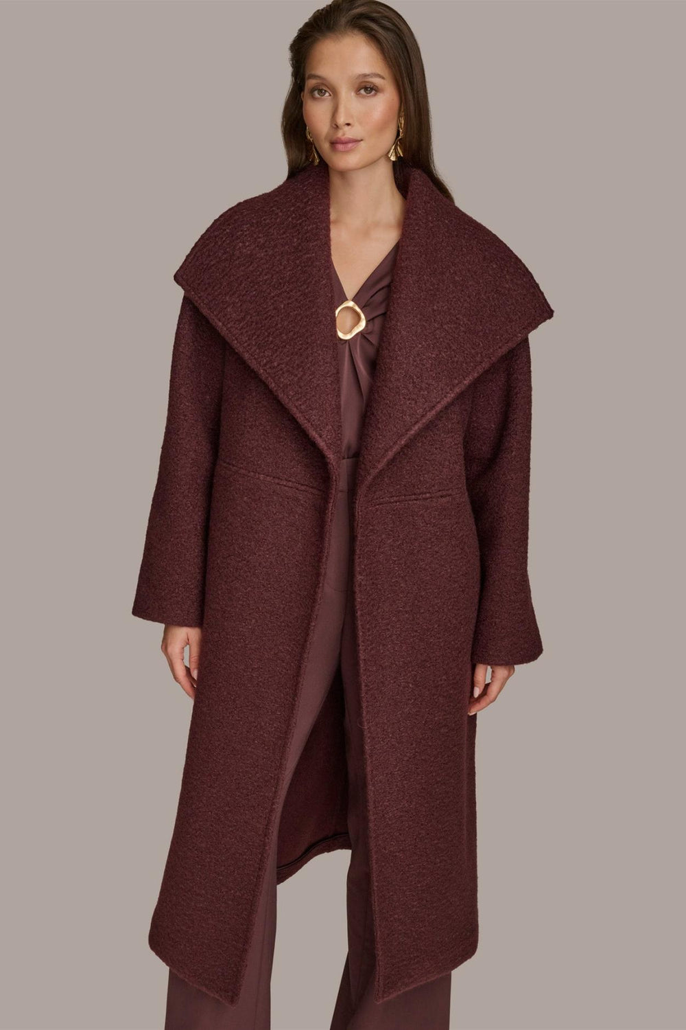 Donna Karan Coats And Jackets | Women WIDE COLLAR &amp; SELF BELT COAT Brandywine