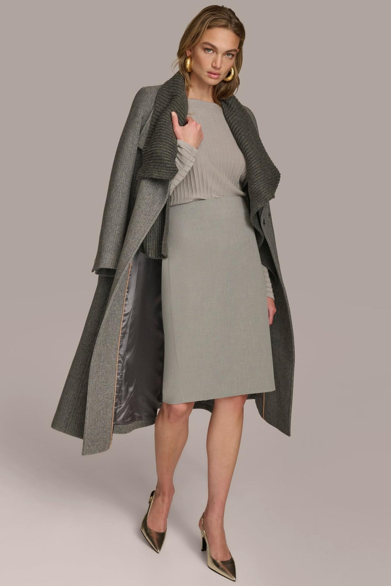 Donna Karan Coats And Jackets | Women WOOL COAT Steel