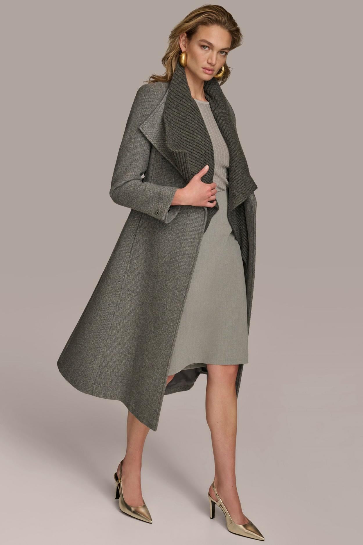 Donna Karan Coats And Jackets | Women WOOL COAT Steel