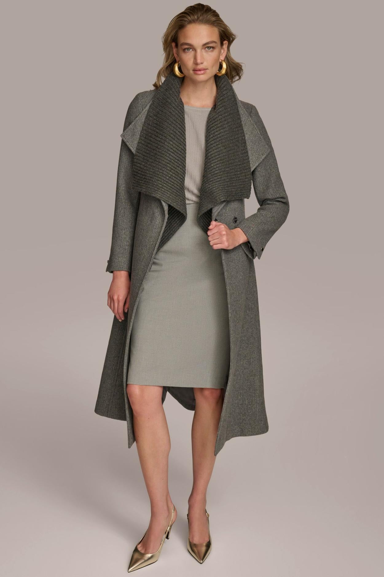 Donna Karan Coats And Jackets | Women WOOL COAT Steel
