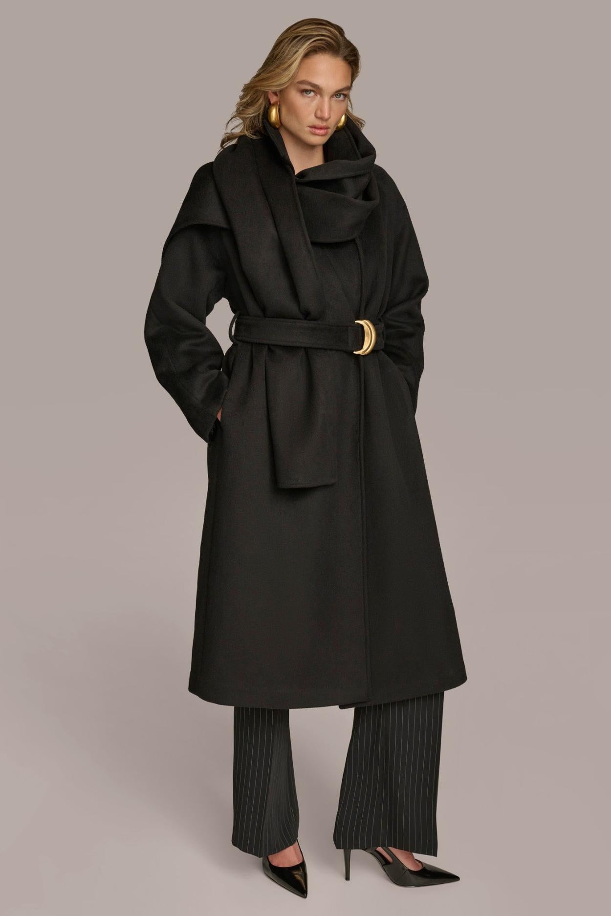 Donna Karan Coats And Jackets | Women WOOL LONG COAT Black