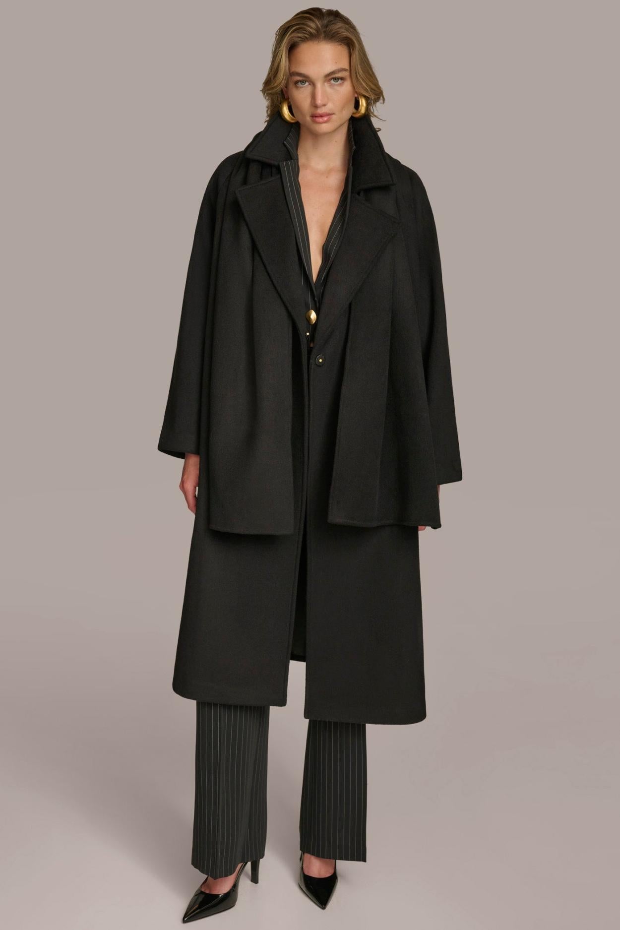 Donna Karan Coats And Jackets | Women WOOL LONG COAT Black