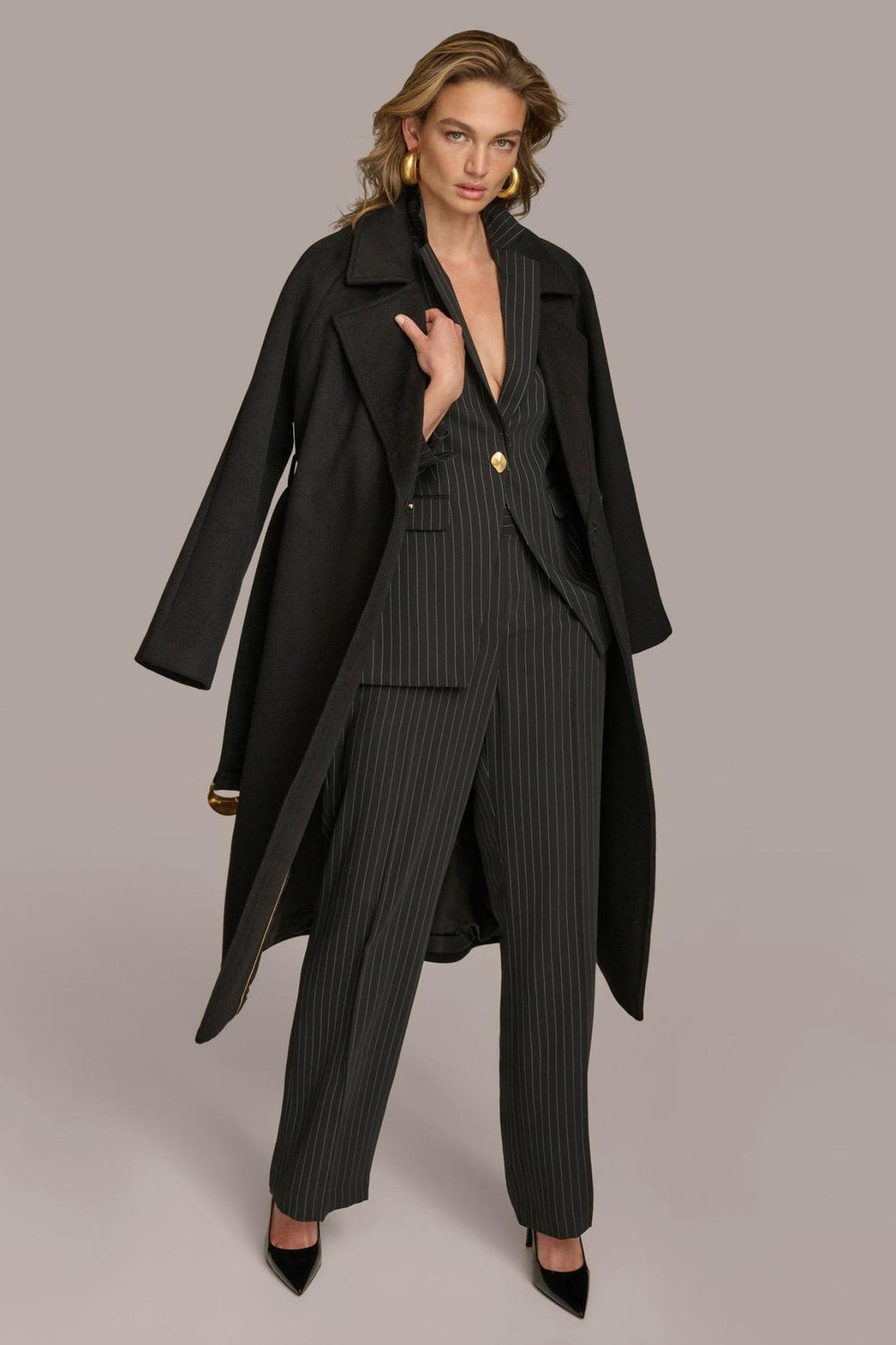 Donna Karan Coats And Jackets | Women WOOL LONG COAT Black