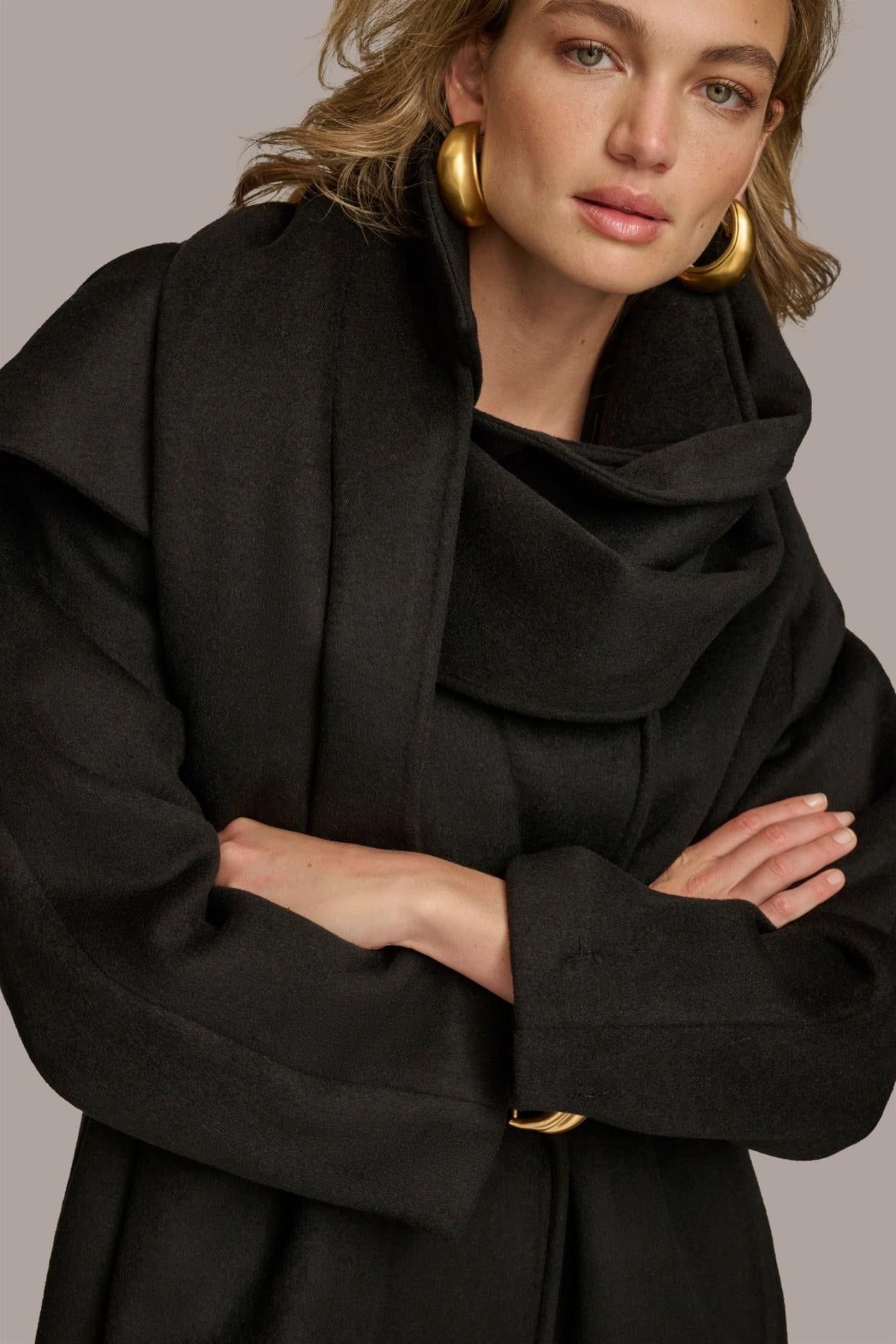 Donna Karan Coats And Jackets | Women WOOL LONG COAT Black