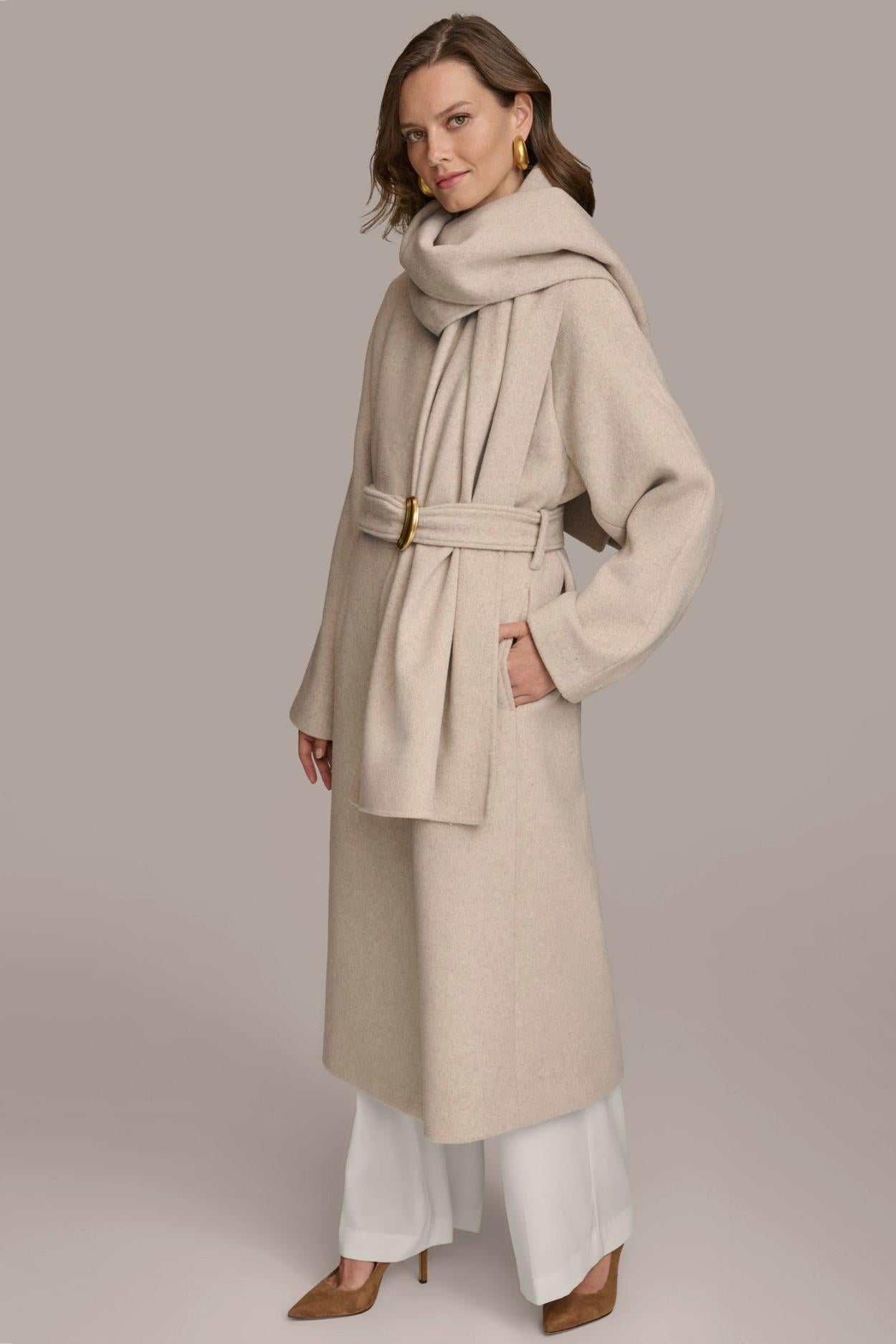 Donna Karan Coats And Jackets | Women WOOL LONG COAT Bone Heather