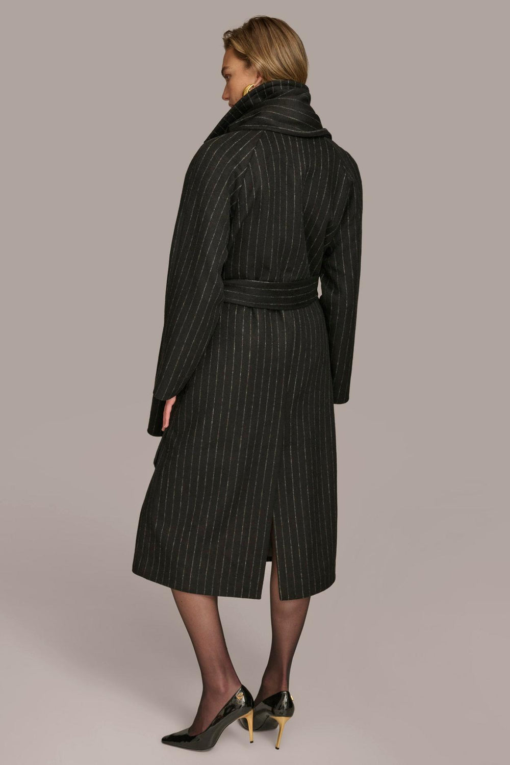 Donna Karan Coats And Jackets | Women WOOL LONG COAT Chalk/black Stripe
