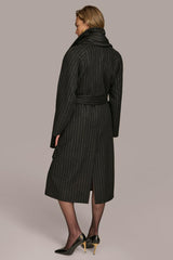 Donna Karan Coats And Jackets | Women WOOL LONG COAT Chalk/black Stripe