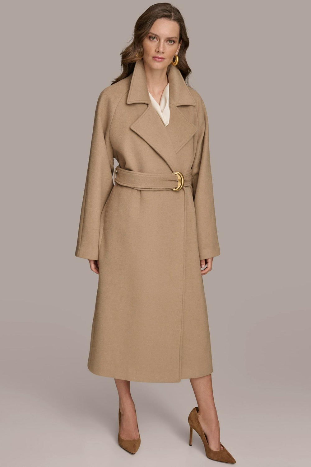 Donna Karan Coats And Jackets | Women WOOL LONG COAT Khaki