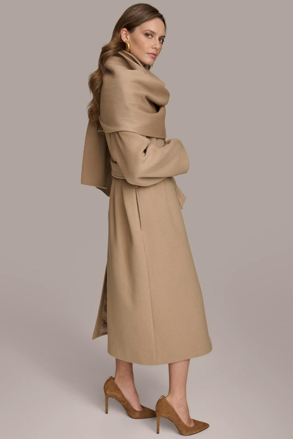 Donna Karan Coats And Jackets | Women WOOL LONG COAT Khaki