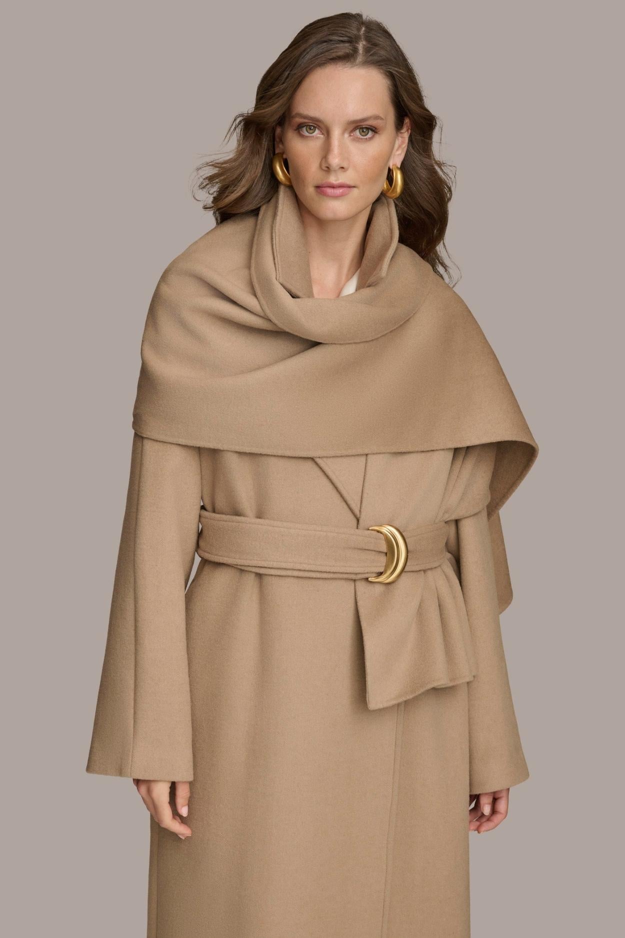 Donna Karan Coats And Jackets | Women WOOL LONG COAT Khaki