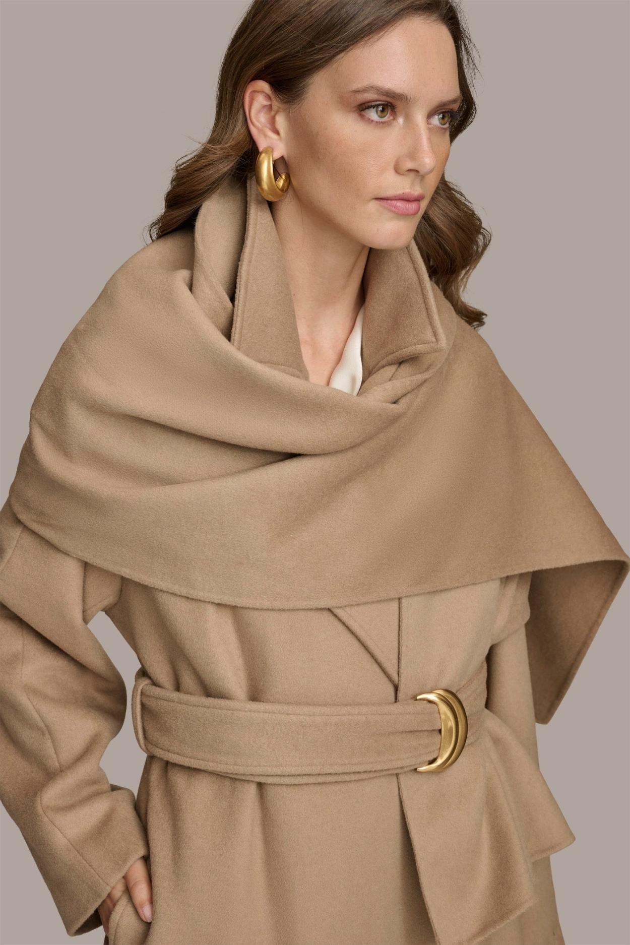 Donna Karan Coats And Jackets | Women WOOL LONG COAT Khaki