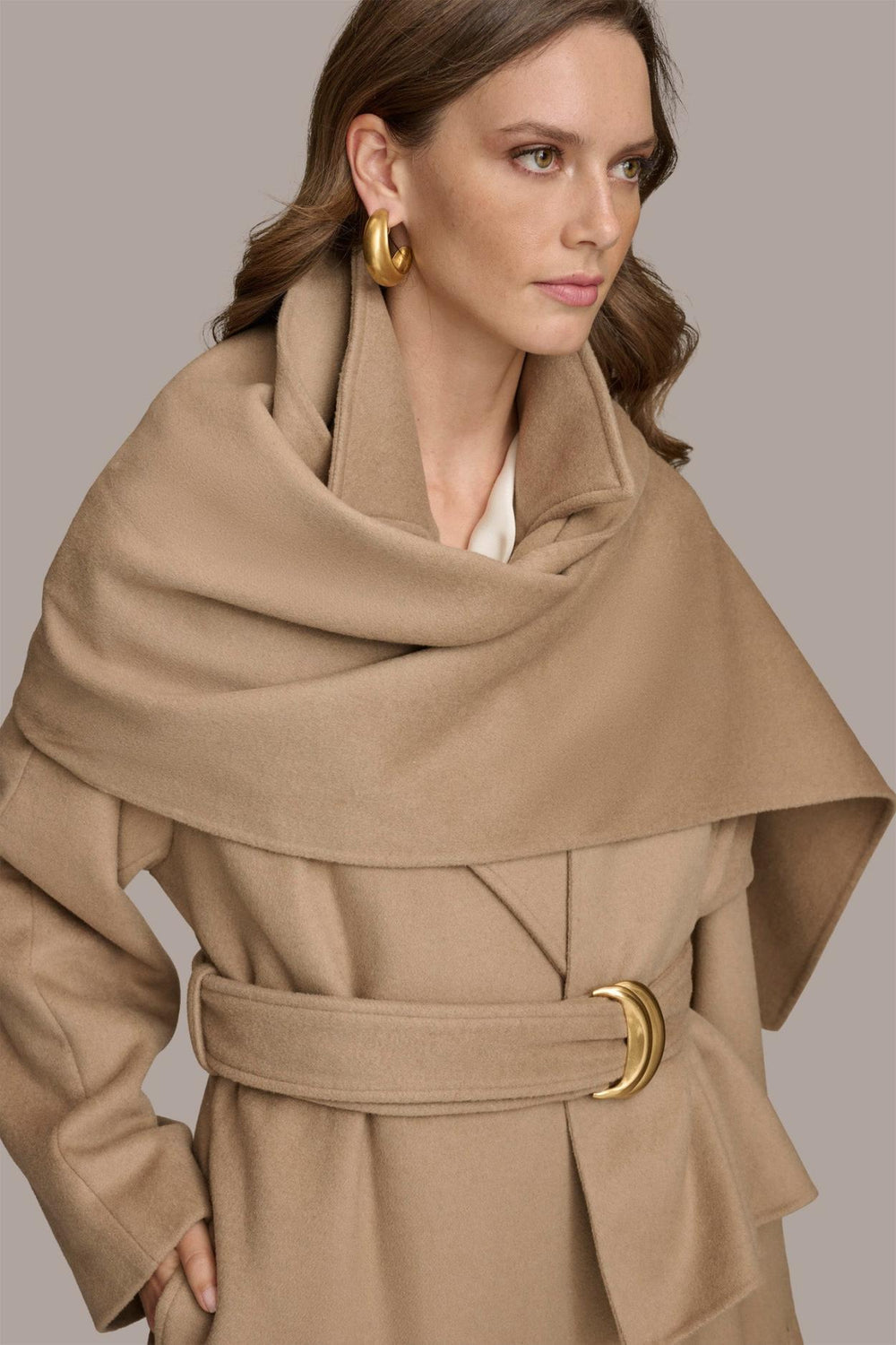 Donna Karan Coats And Jackets | Women WOOL LONG COAT Khaki
