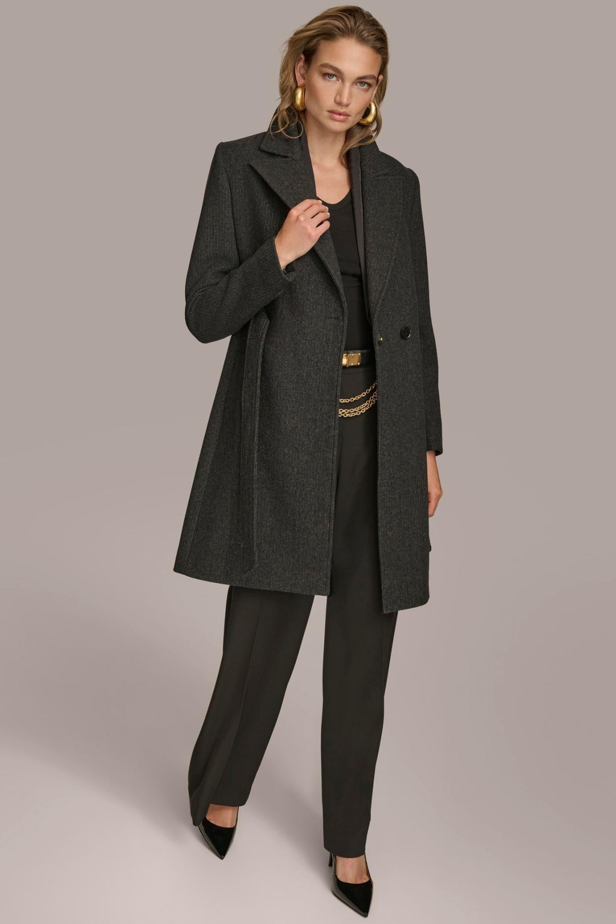 Donna Karan Coats And Jackets | Women WOOL LONG WRAP COAT Black