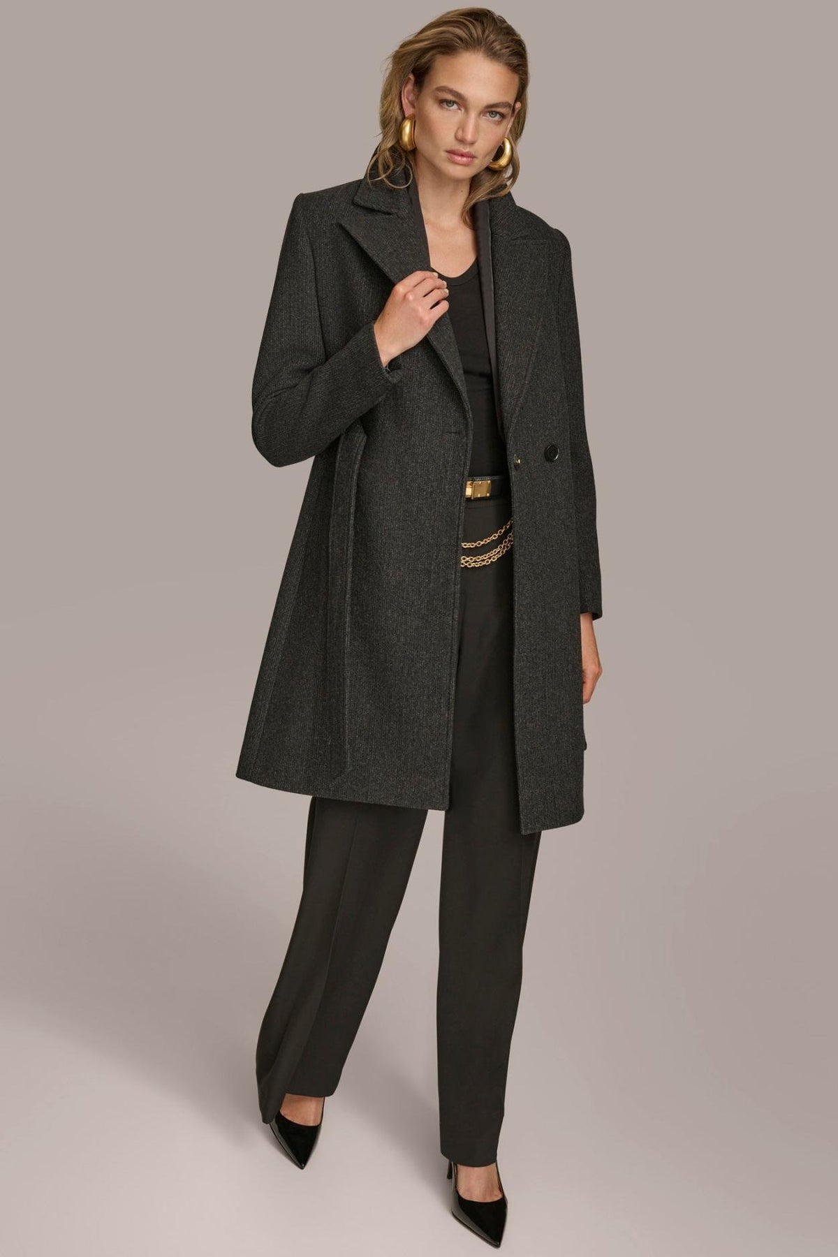 Donna Karan Coats And Jackets | Women WOOL LONG WRAP COAT Black