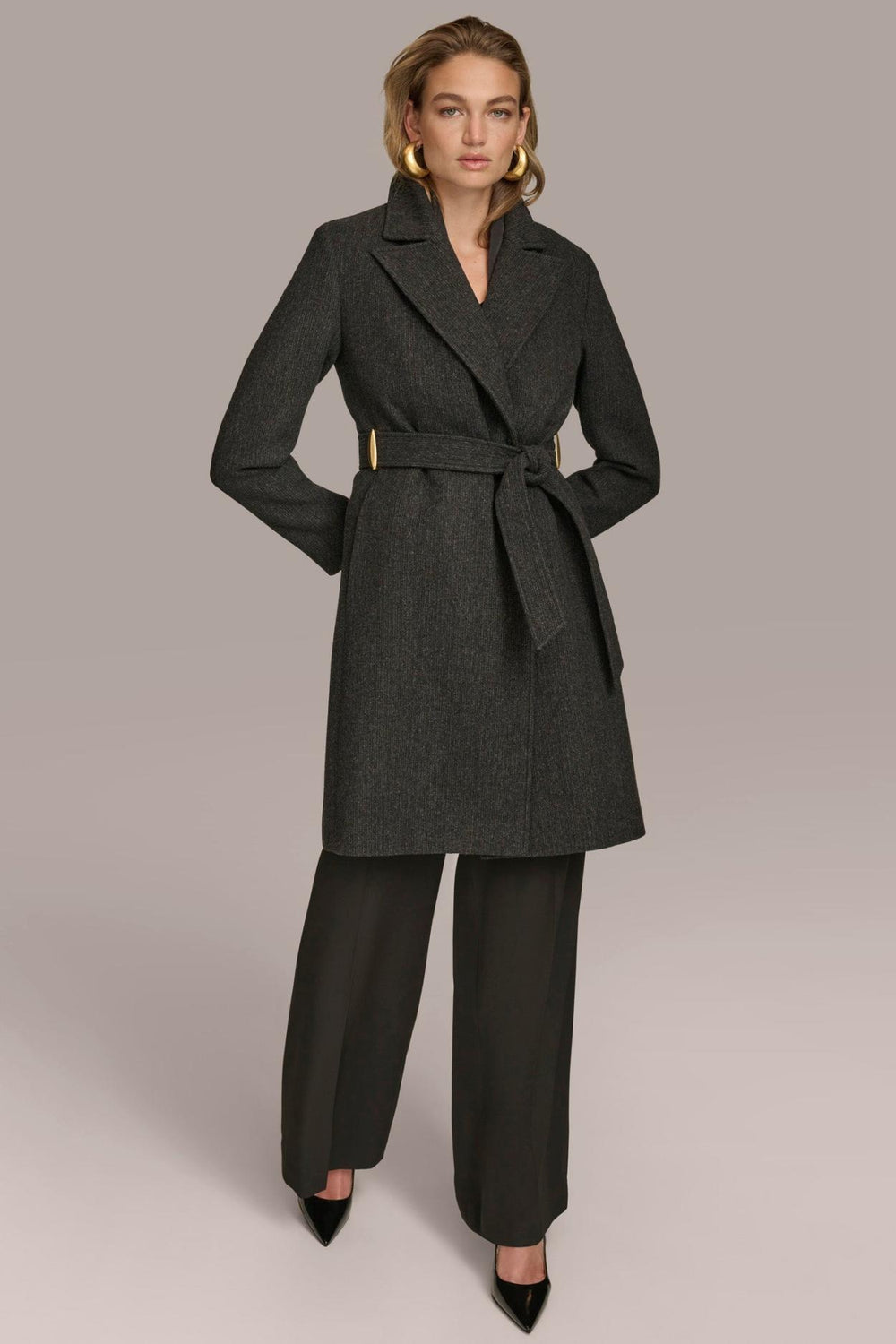 Donna Karan Coats And Jackets | Women WOOL LONG WRAP COAT Black