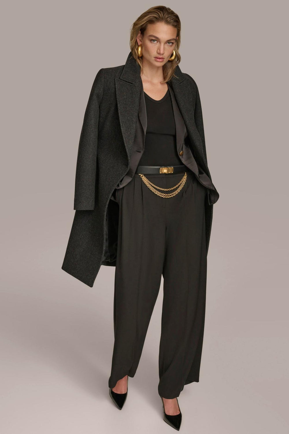 Donna Karan Coats And Jackets | Women WOOL LONG WRAP COAT Black