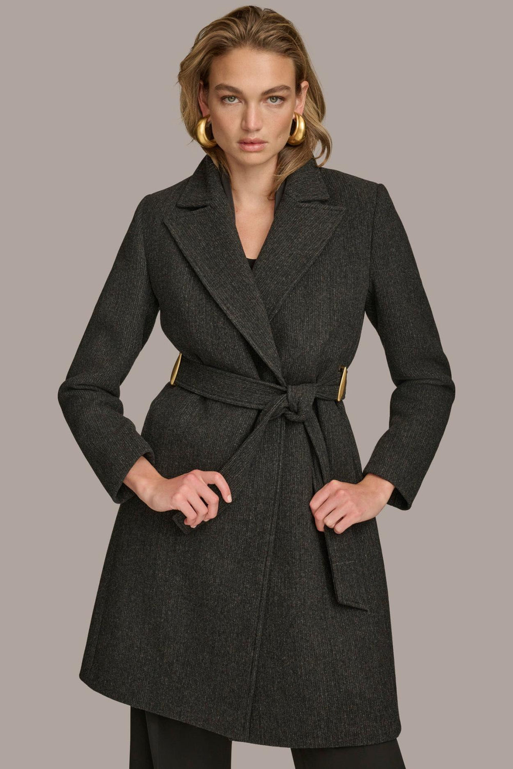 Donna Karan Coats And Jackets | Women WOOL LONG WRAP COAT Black