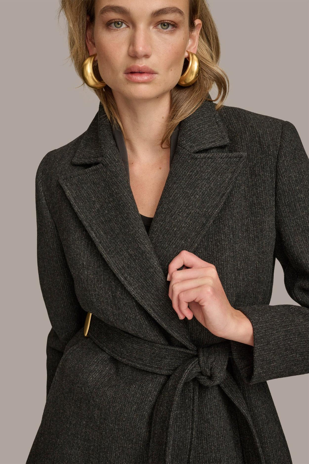 Donna Karan Coats And Jackets | Women WOOL LONG WRAP COAT Black