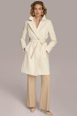 Donna Karan Coats And Jackets | Women WOOL LONG WRAP COAT Ivory