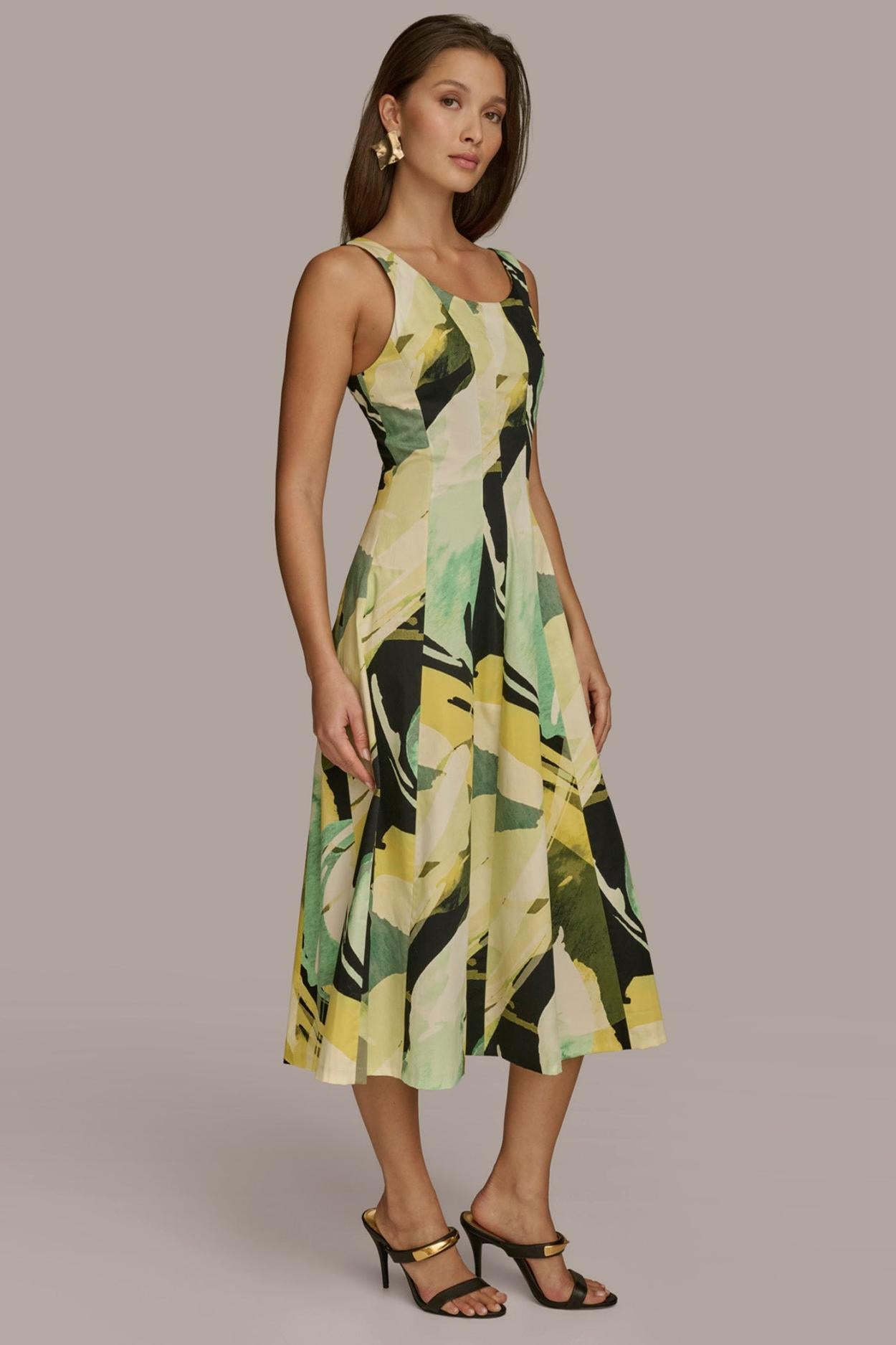 Donna Karan Dresses And Jumpsuits | Women ABSTRACT MIDI FIT AND FLARE DRESS Black