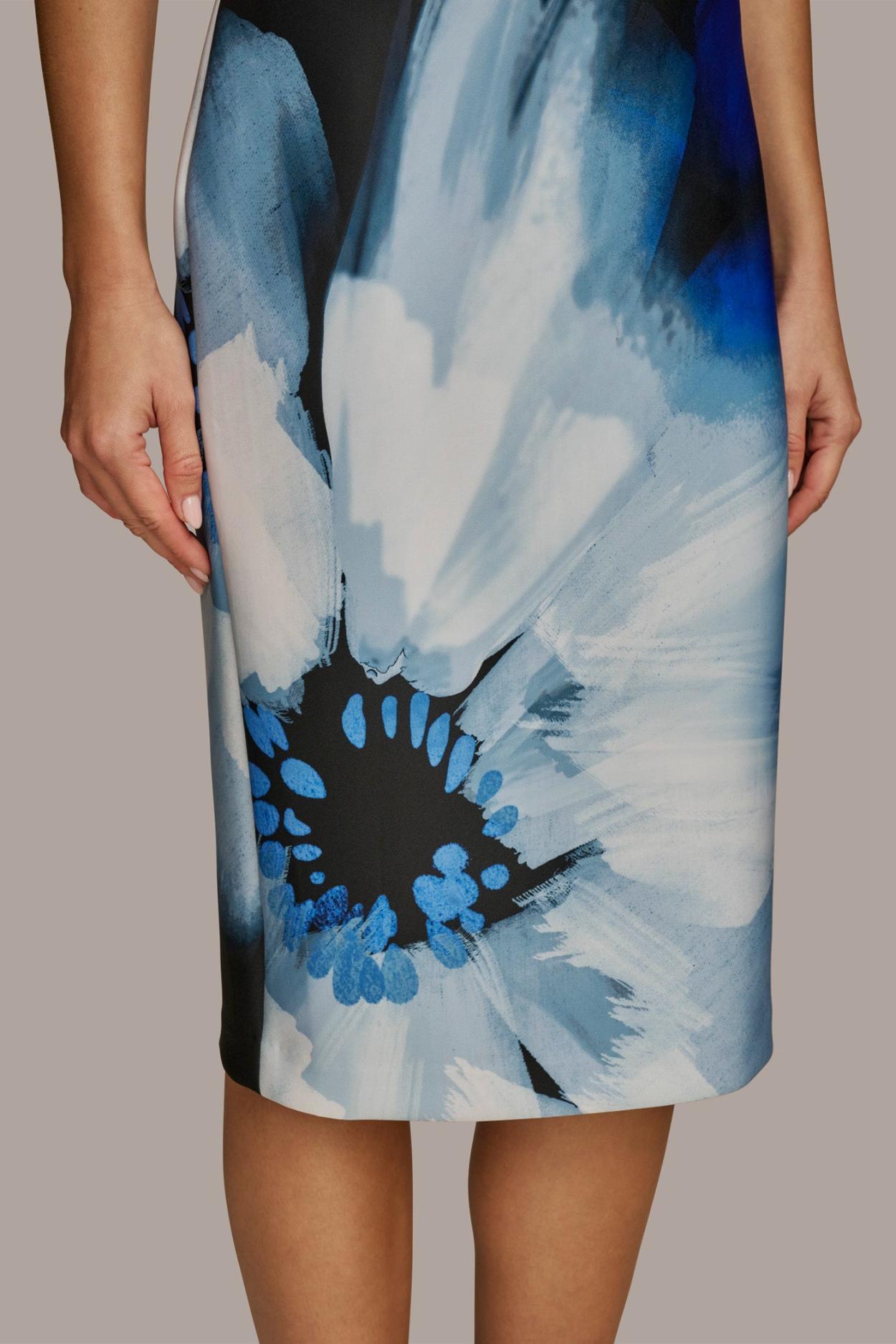 Donna Karan Dresses And Jumpsuits | Women ABSTRACT SCUBA MIDI SHEATH DRESS Black/cosmos Multi