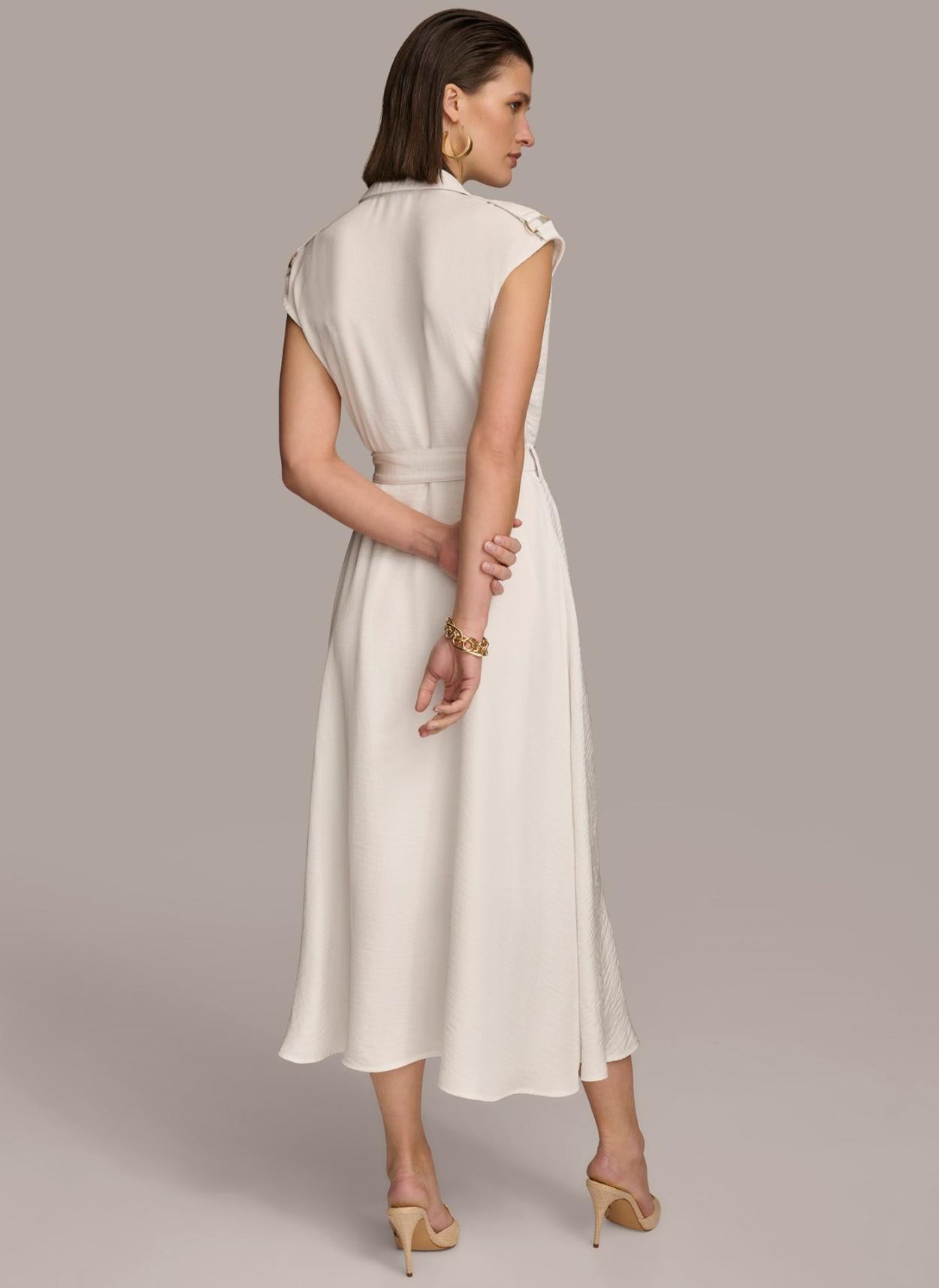 Donna Karan Dresses And Jumpsuits | Women BUTTON FRONT BELTED DRESS Cream