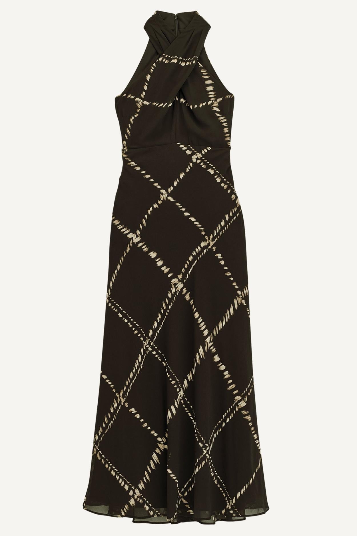 Donna Karan Dresses And Jumpsuits | Women CHIFFON HALTER MIDI DRESS Black/sand Multi