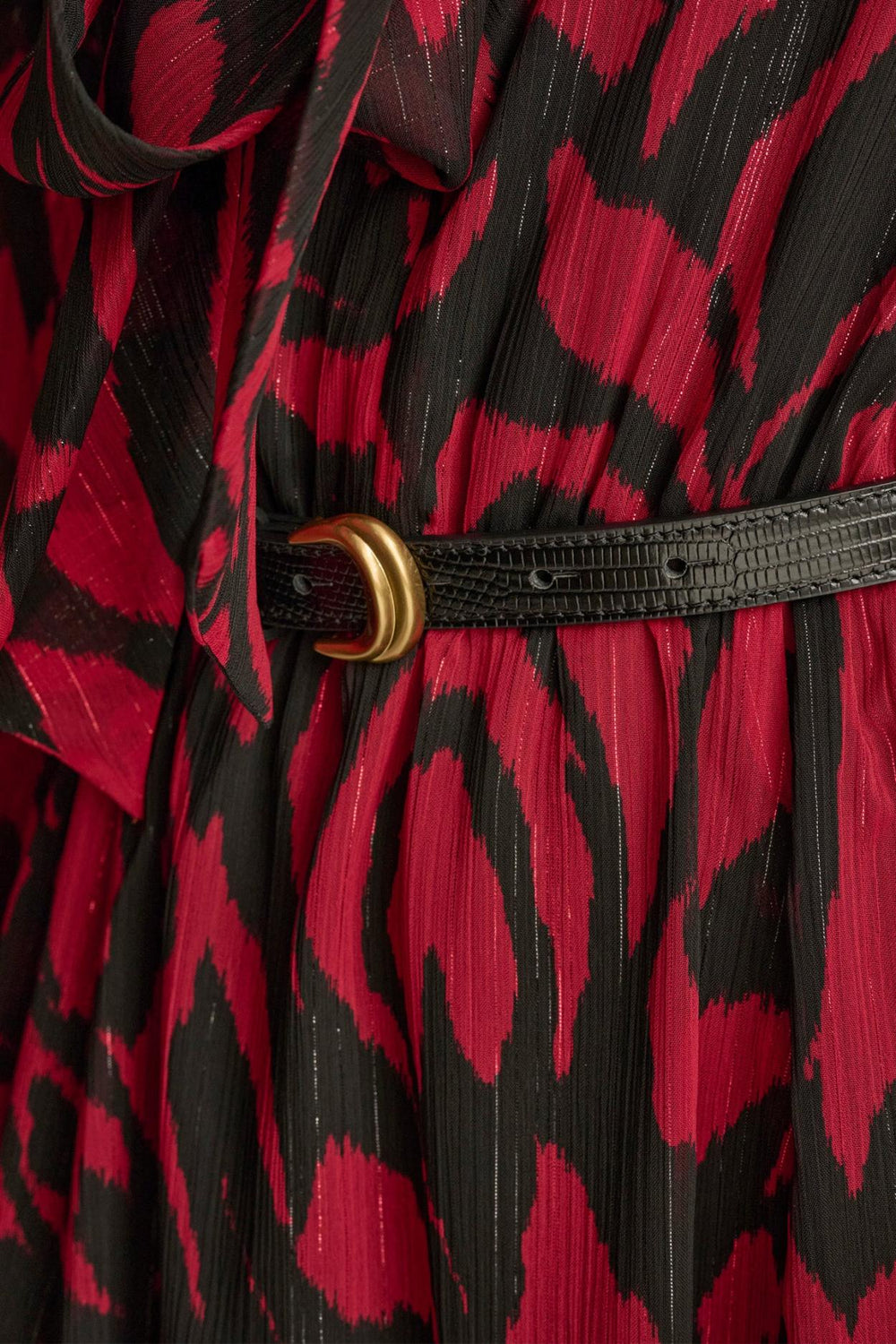 Donna Karan Dresses And Jumpsuits | Women CHIFFON SHIRT DRESS MIDI WITH BELT Red/black Multi