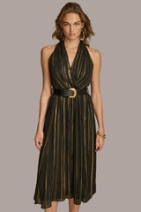 Donna Karan Dresses And Jumpsuits | Women CHIFFON V NECK A LINE WITH BELT Black